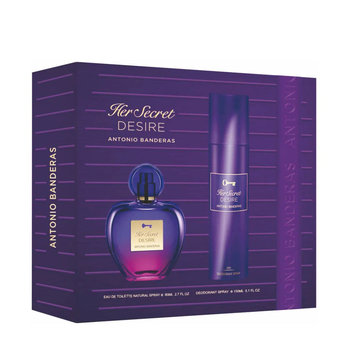 Estuche Antonio Banderas Her Secret Desire EDT (W) / 2 Pc SP 80 ml; DEO 150 ml - 8411061045312- 2 - Prive Perfumes Honduras