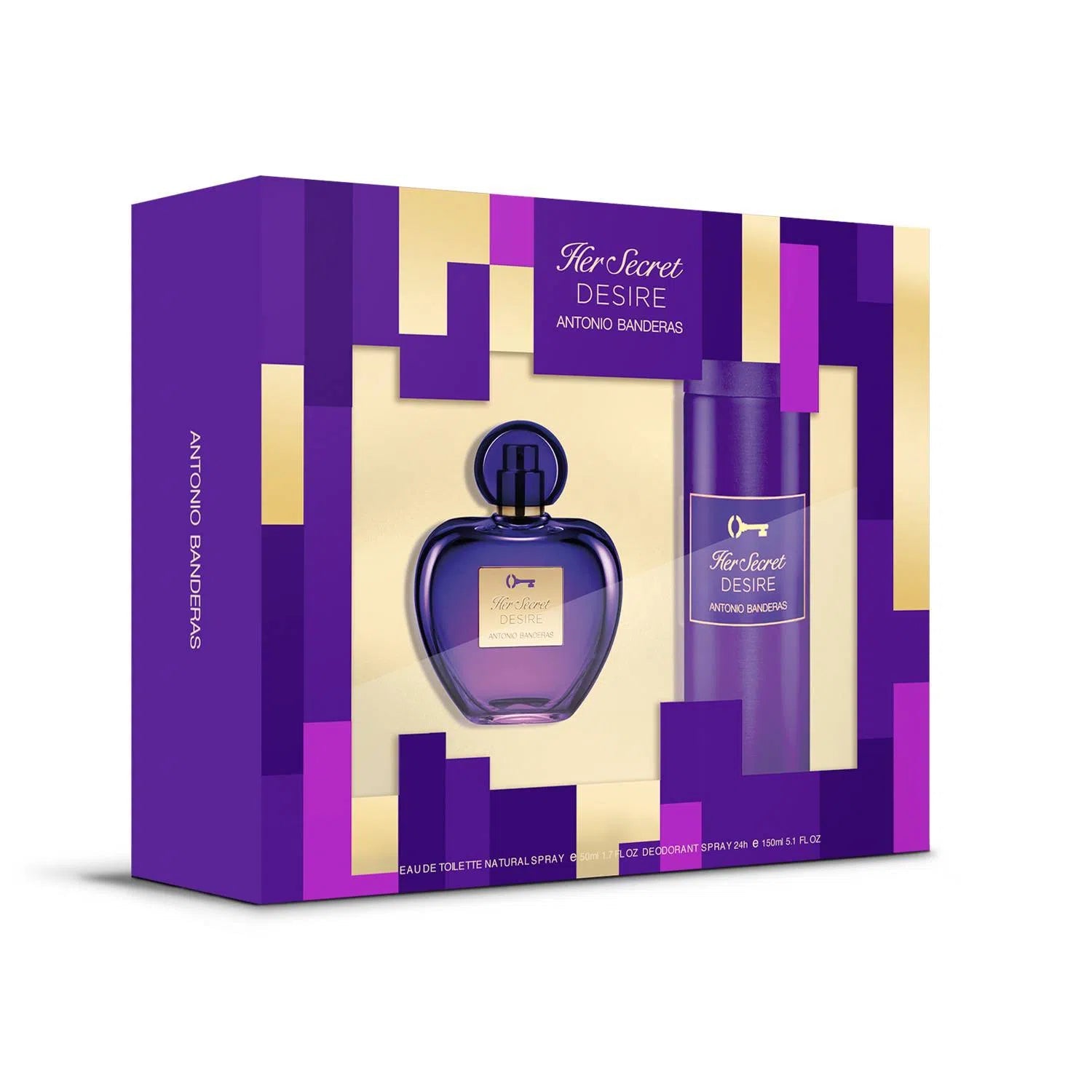 Estuche Antonio Banderas Her Secret Desire EDT (W) / 2 Pc SP 80 ml; DEO 150 ml - 8411061045312- 1 - Prive Perfumes Honduras