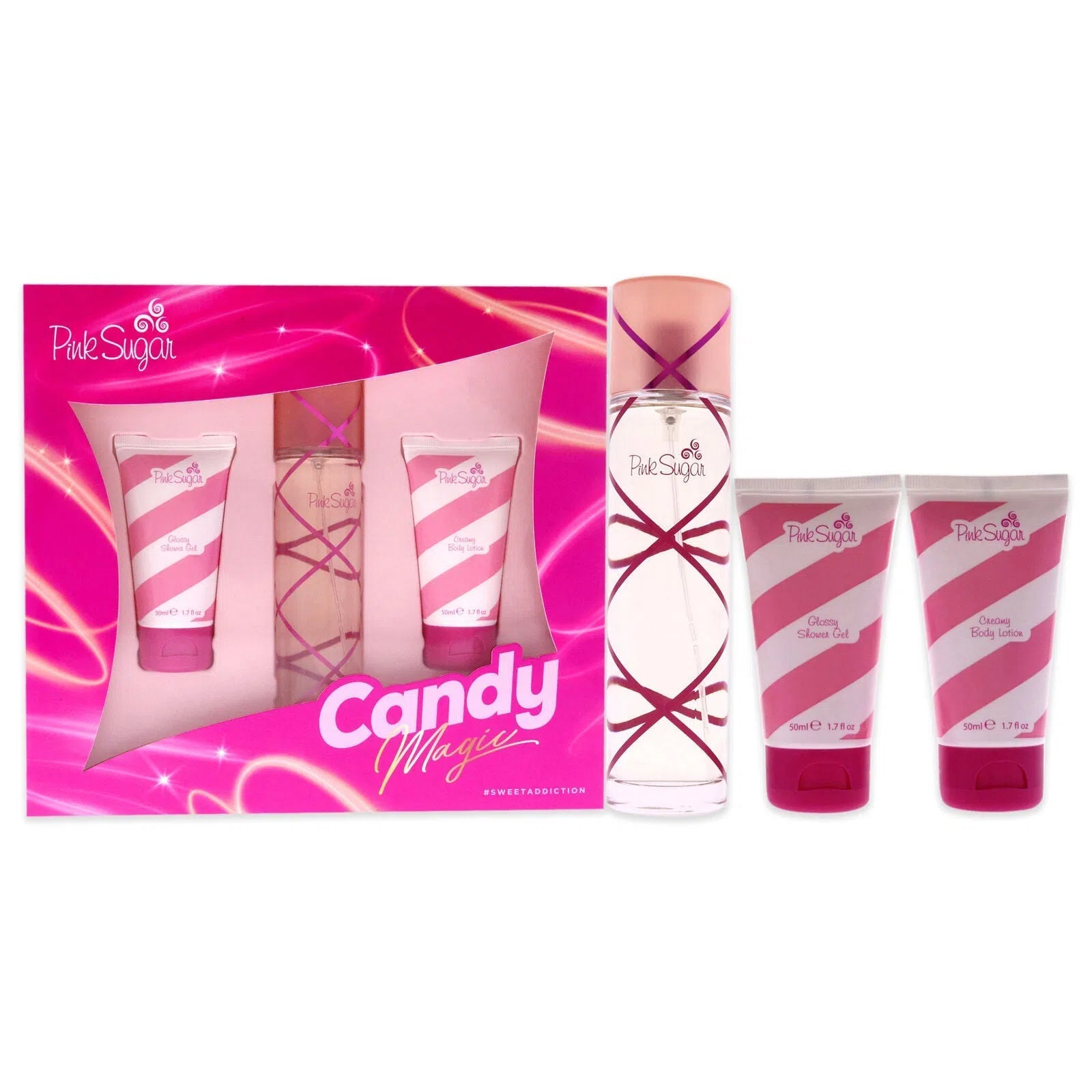 Estuche Aquolina Pink Sugar EDT (W) / 3 Pc SP 100 ml; SG 50 ml; BL 50 ml - 8054609781886- 1 - Prive Perfumes Honduras