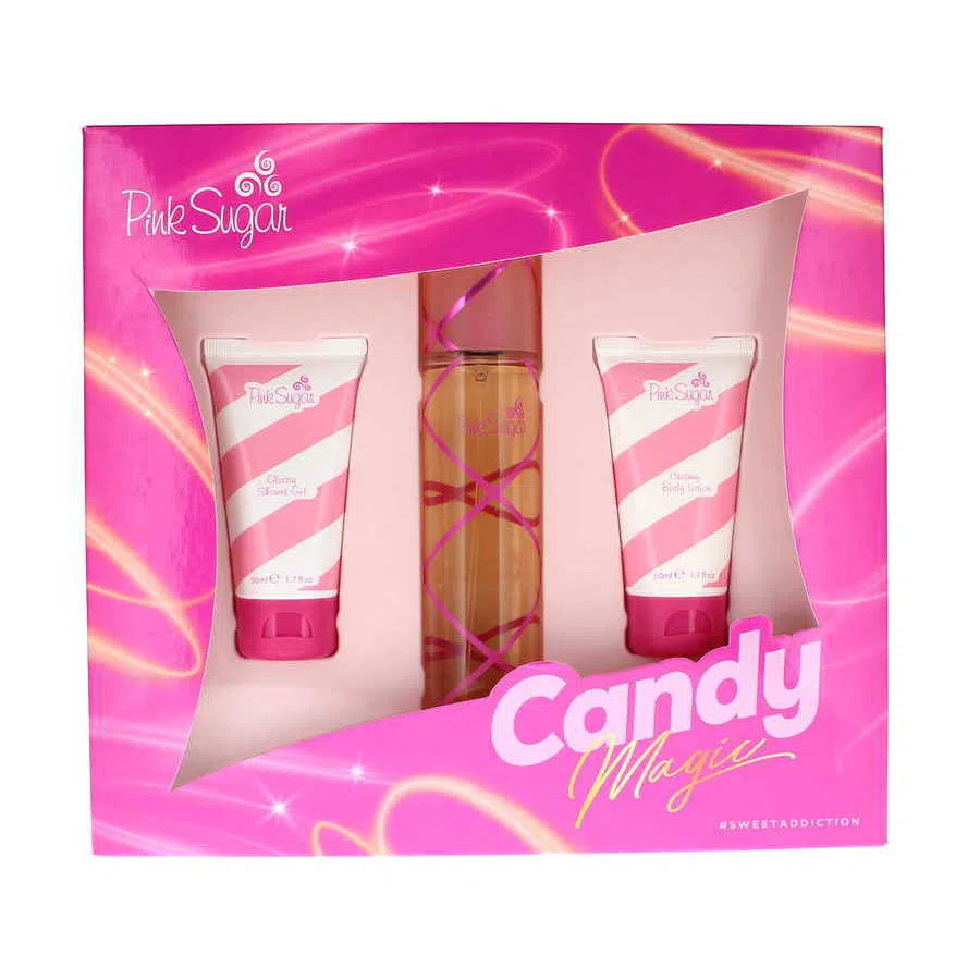 Estuche Aquolina Pink Sugar EDT (W) / 3 Pc SP 50 ml; SG 50 ml; BL 50 ml - 8054609782609- 1 - Prive Perfumes Honduras