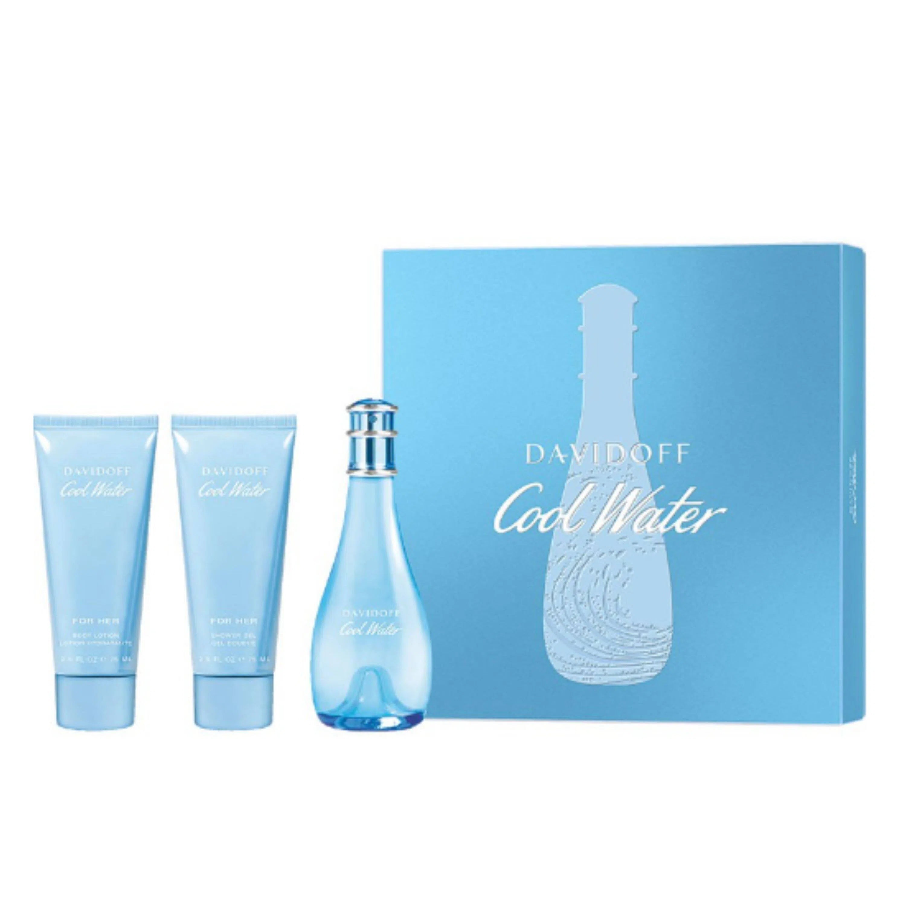 Estuche Davidoff Cool Water Woman EDT (W) EDT / 3 Pc SP 100 ml; BL 75 ml; SG 75 ml - 3616304197444- 1 - Prive Perfumes Honduras