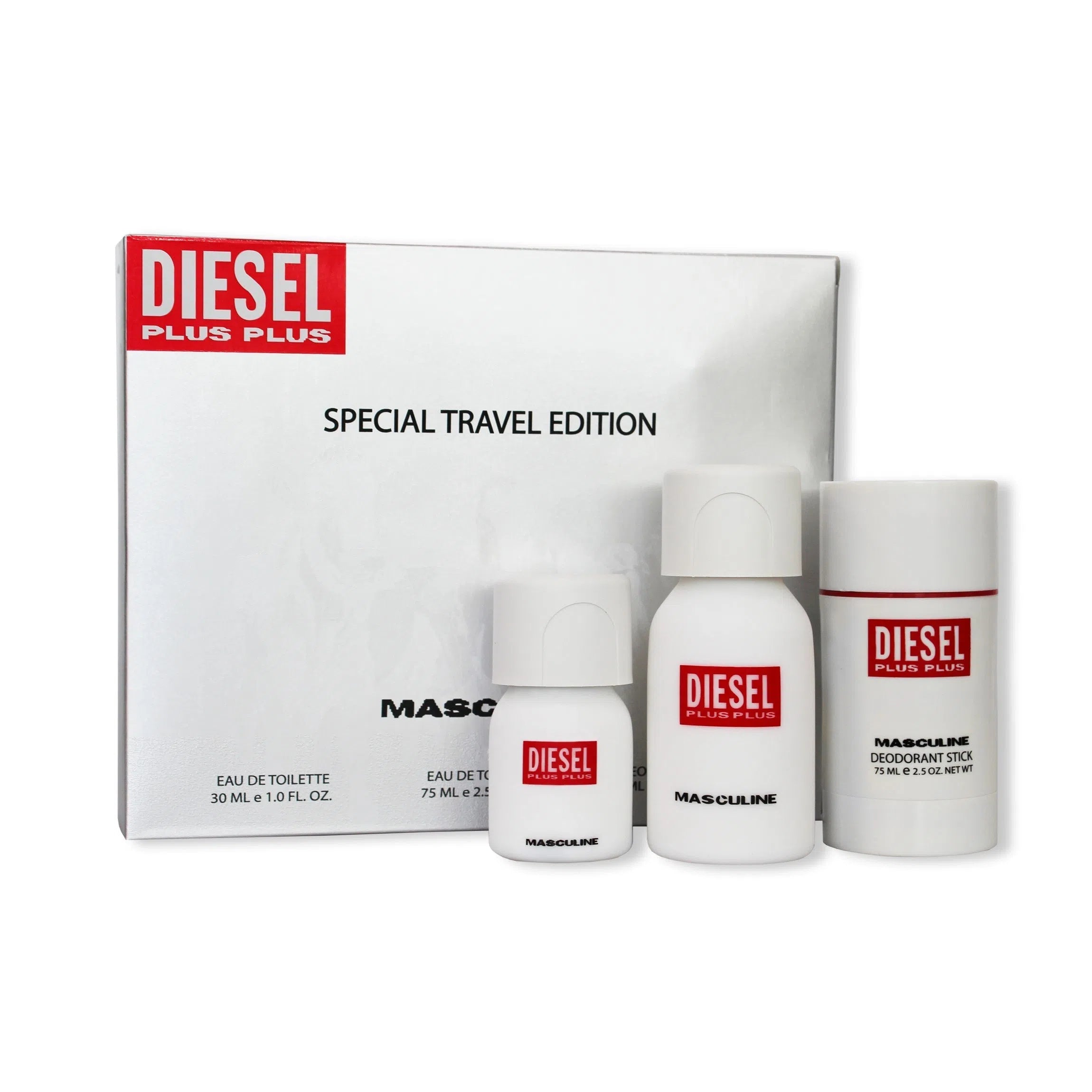 Estuche Diesel Plus Plus Masculine EDT (M) / 3 Pc SP 75 ml; DEO; SP Plus Plus 30 ml - 7296145482945- 1 - Prive Perfumes Honduras