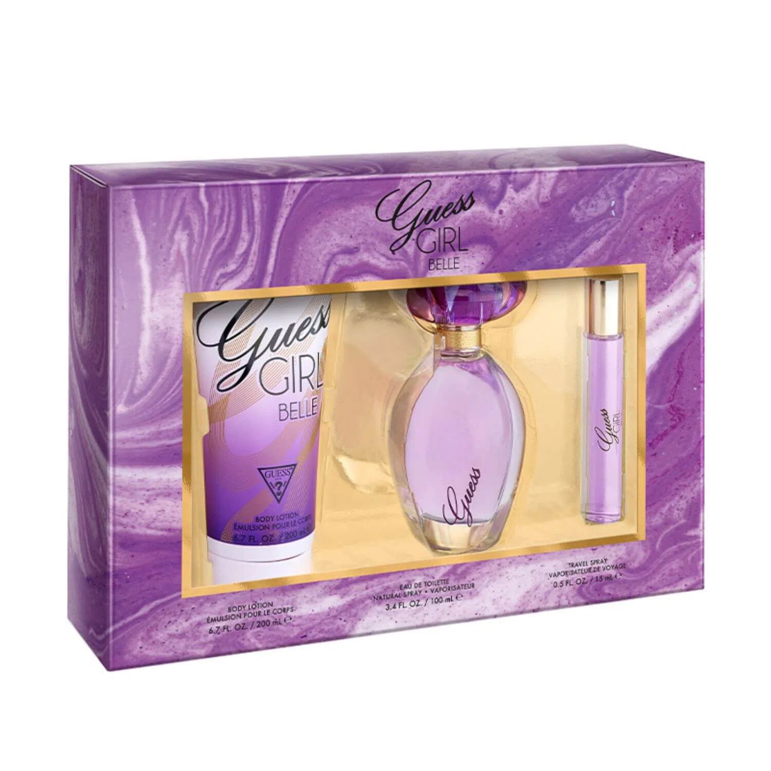 Estuche Guess Girl Belle EDT (W) / 3 Pc SP 100 m; BL 200 ml; SP 15 ml - 085715329257- 1 - Prive Perfumes Honduras