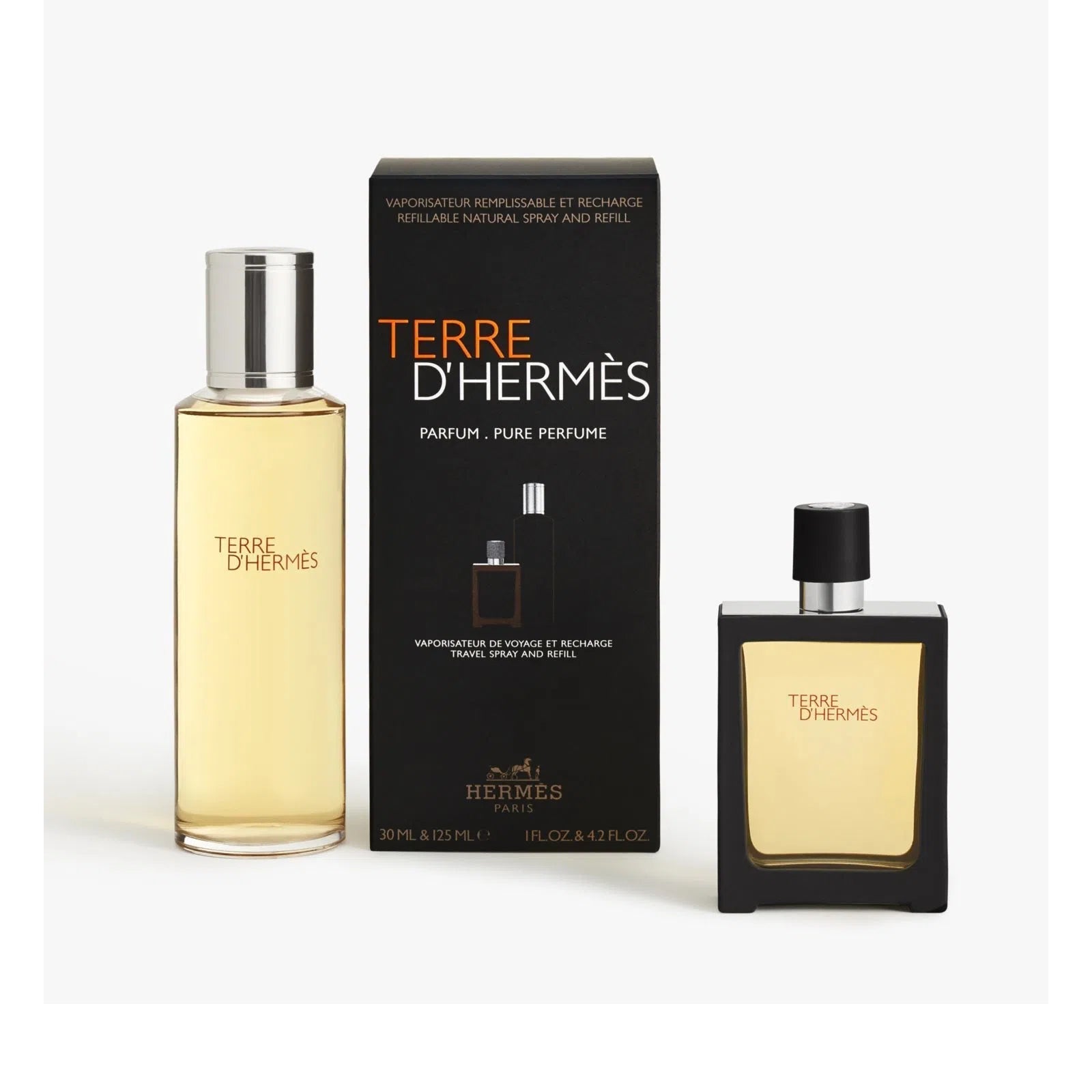 Estuche Hermès Terre d'Hermes Pure Parfum (M) / 2 Pc SP 75 ml; Mini 12.5 ml - 3346130009849- 1 - Prive Perfumes Honduras