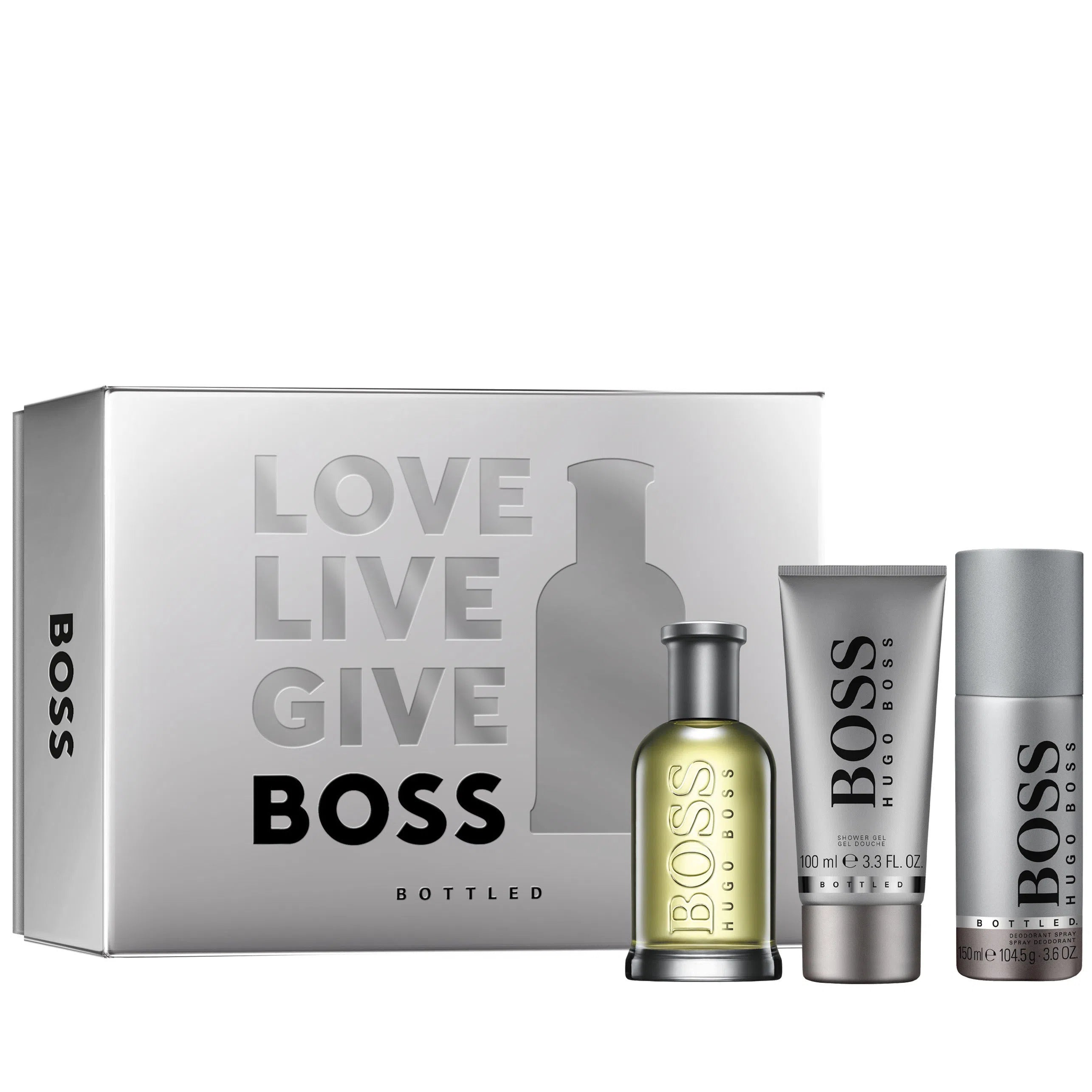 Estuche Hugo Boss Boss Bottled EDT (M) / 3 Pc SP 100 ml; SG 100 ml; DEO 150 ml - 3616303428440- 1 - Prive Perfumes Honduras