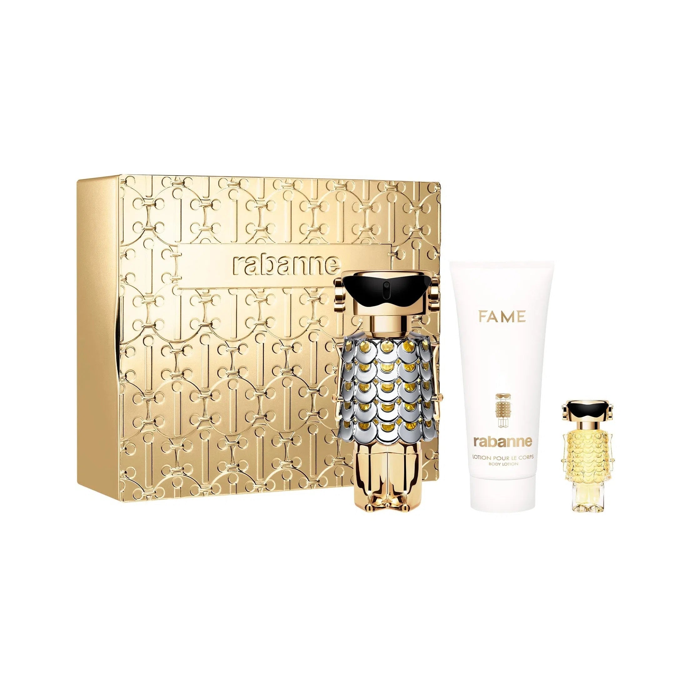 Estuche Paco Rabanne Fame EDP (W) / 3 Pc SP 80 ml; BL 100 ml; Mini 4 ml - 3349668635047- 1 - Prive Perfumes Honduras