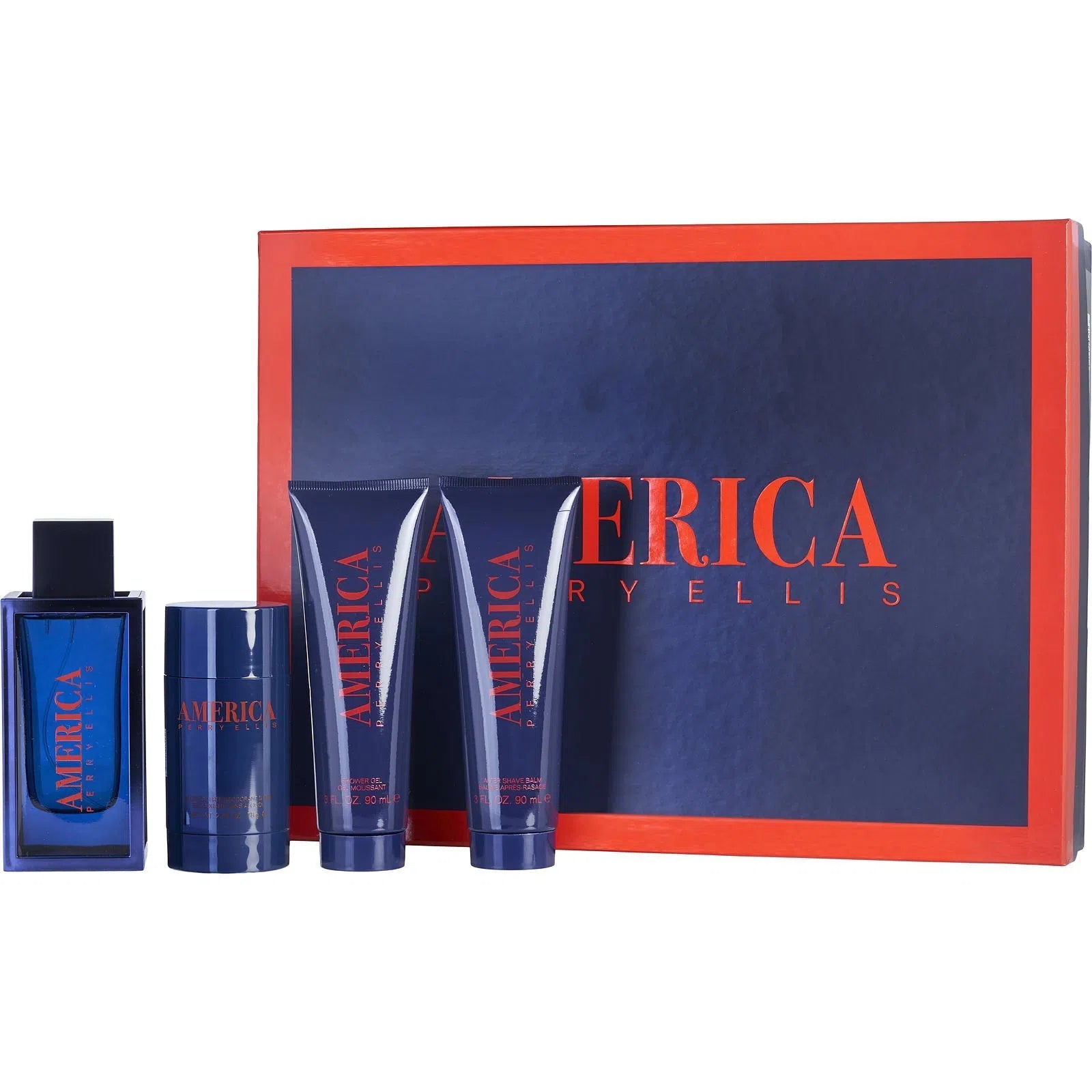 Estuche Perry Ellis America EDT (M) / 4 Pc SP 100 ml; SG 90 ml; ASB 90 ml; Mini - 844061013438- 1 - Prive Perfumes Honduras