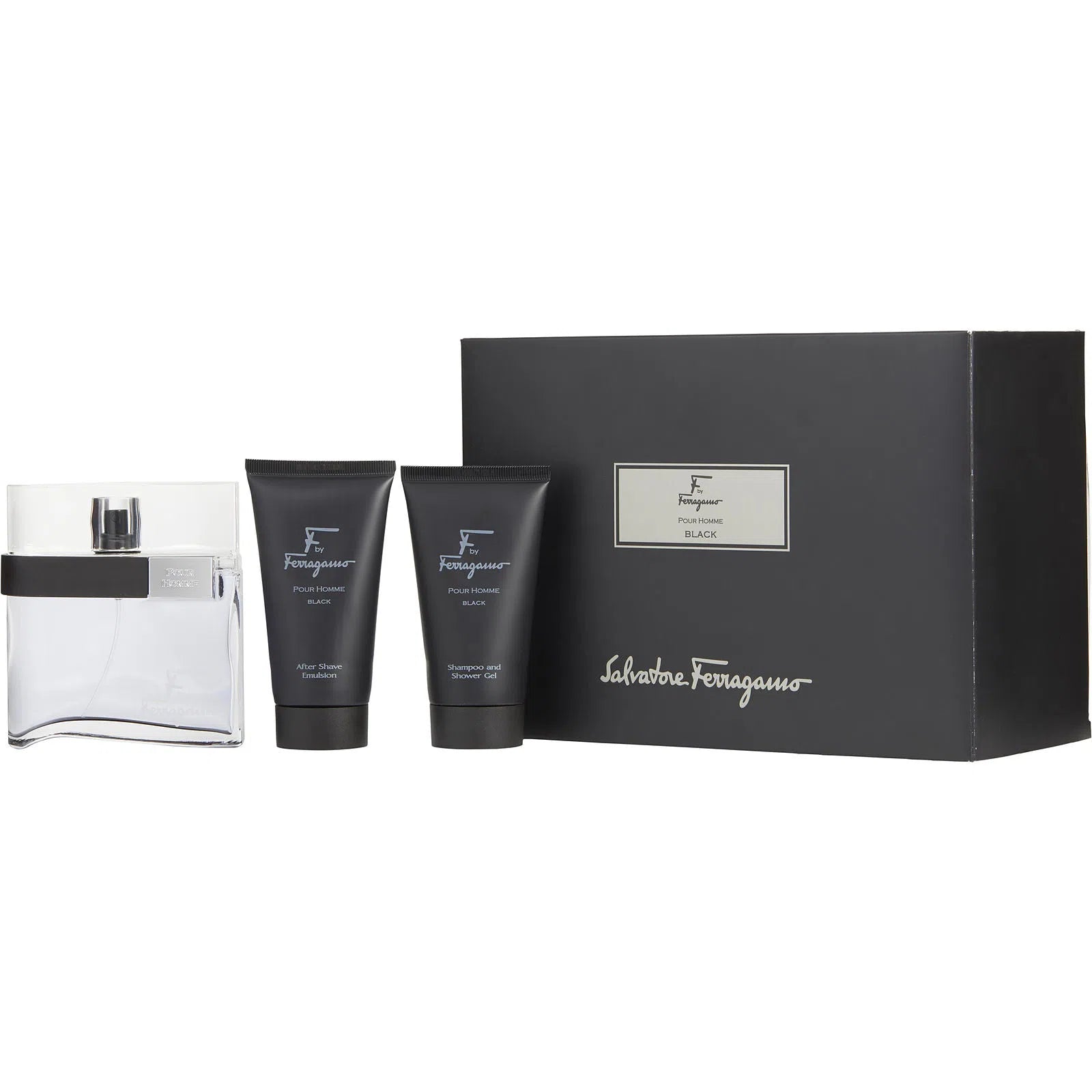 Estuche Salvatore Ferragamo F Black EDT (M) / 3 Pc SP 100ml; SG 75ml; ASB 75ml - 8052464894680- 1 - Prive Perfumes Honduras