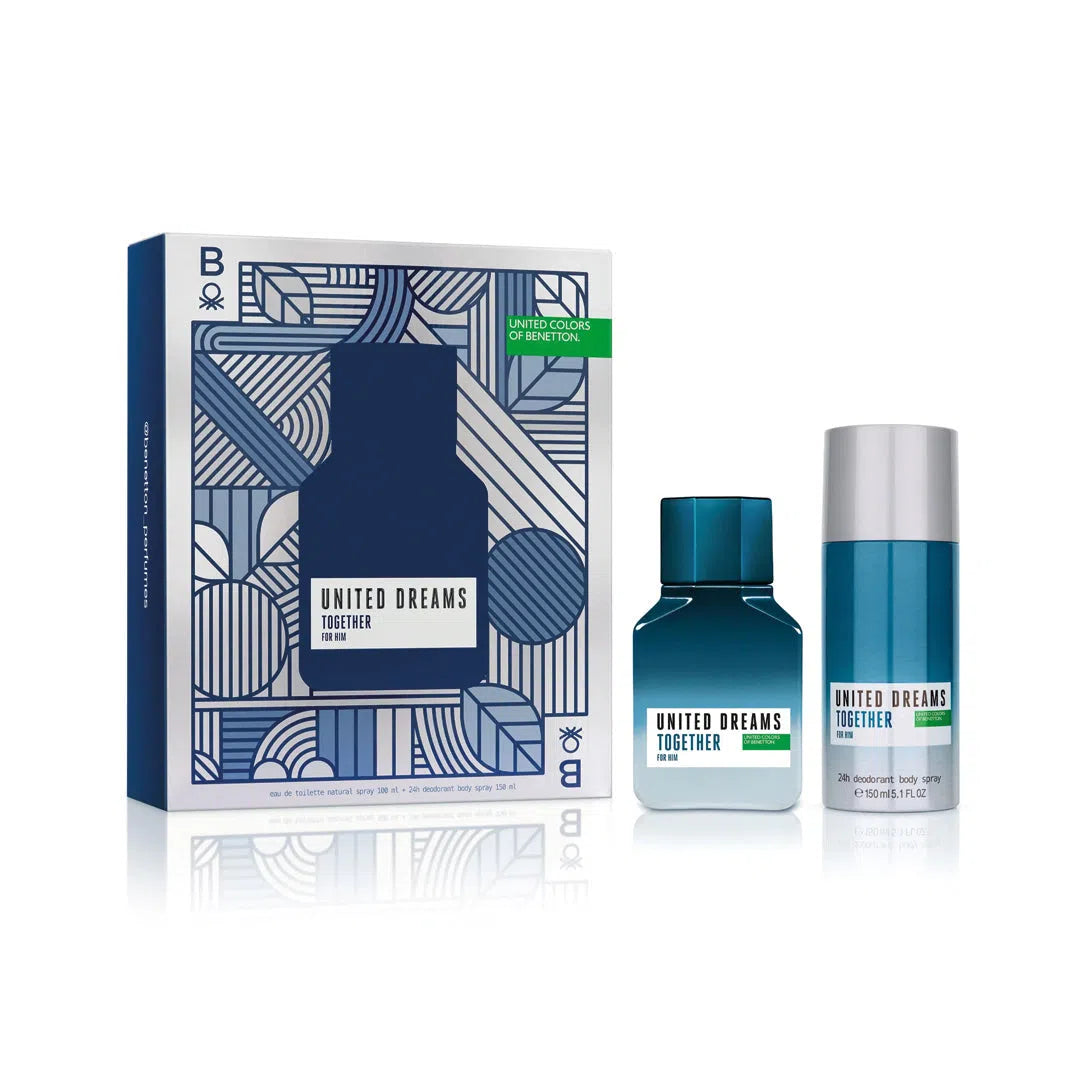 Estuche United Colors of Benetton Together for Him EDT (M) / 2 Pc SP 100 ml; DEO 150 ml - 8433982024764- 1 - Prive Perfumes Honduras