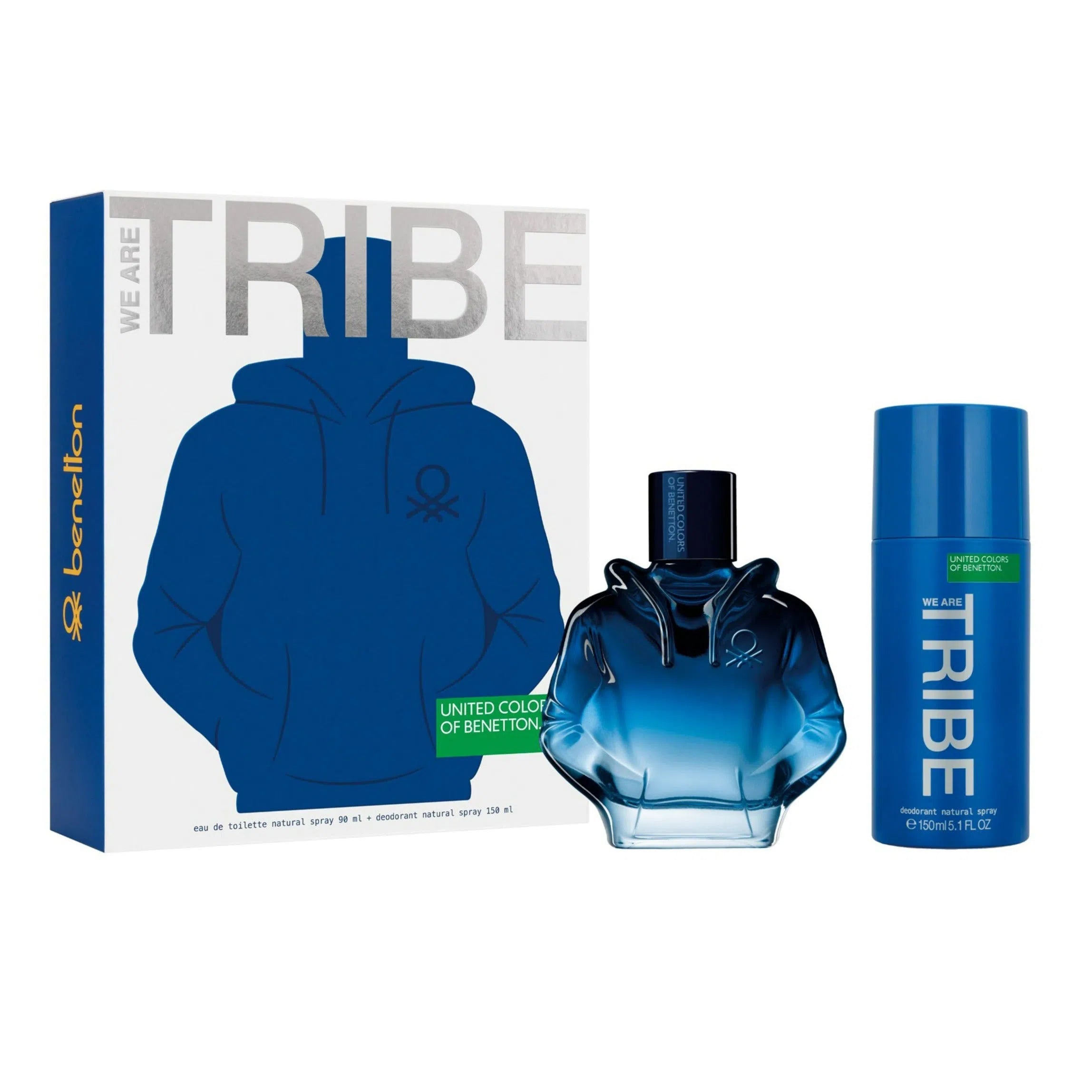 Estuche United Colors of Benetton We Are Tribe EDT (M) / 2 Pc SP 90 ml; DEO 150 ml - 8433982019777- 1 - Prive Perfumes Honduras