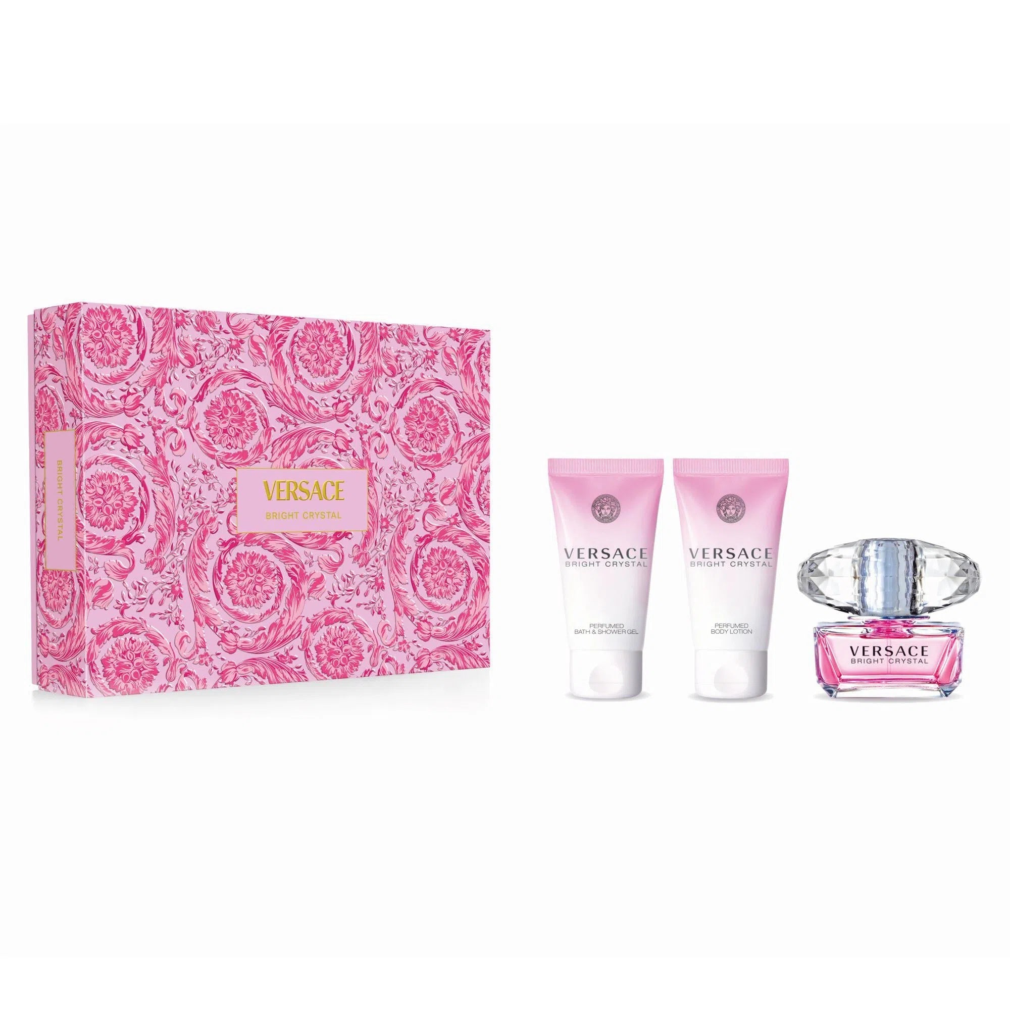 Estuche Versace Bright Crystal EDT (W) / 3 Pc SP 50 ml; SG 50 ml; BL 50 ml - 8011003888986- 1 - Prive Perfumes Honduras