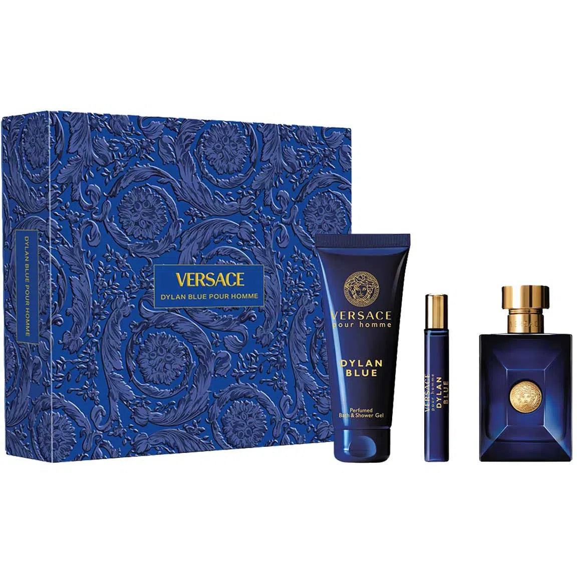 Estuche Versace Dylan Blue EDT (M) / 3 Pc SP 100 ml; Mini 10 ml; SG 150 ml - 8011003889273- 1 - Prive Perfumes Honduras