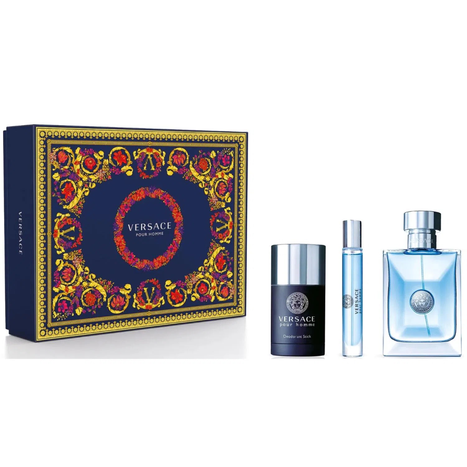 Estuche Versace Pour Homme EDT (M) / 3 Pc SP 100 ml; DEO 75 ml; SP 10 ml - 8011003873555- 1 - Prive Perfumes Honduras