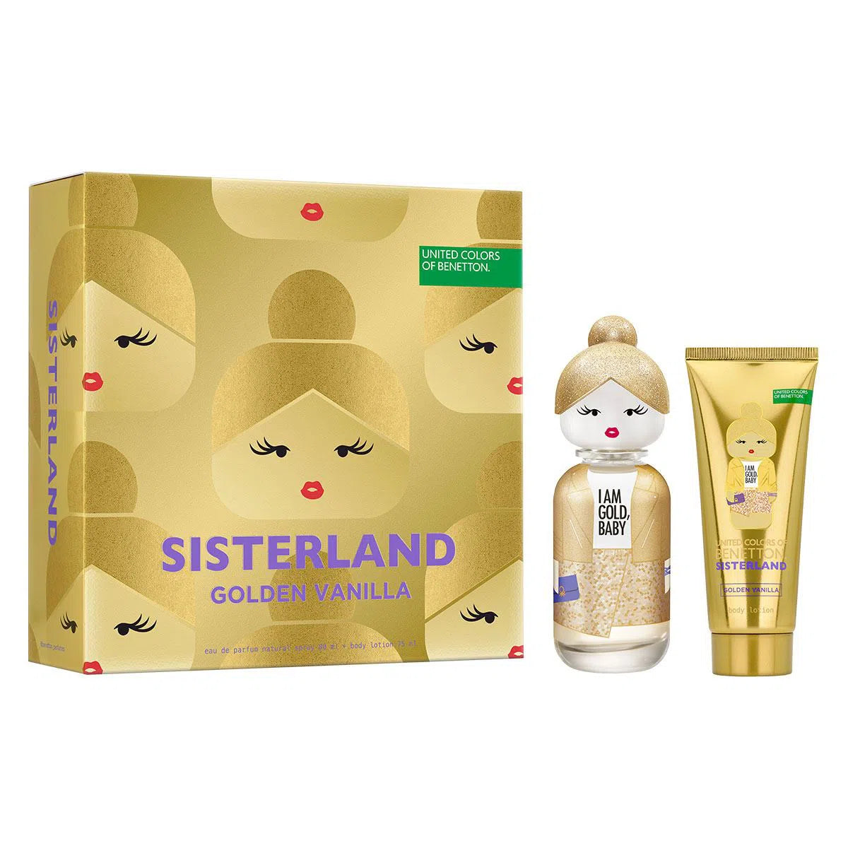  United Colors of Benetton Sisterland Golden Vanilla EDP (W) / 2 Pc SP 80 ml; BL 75 ml - 8433982025716- 1 - Prive Perfumes Honduras