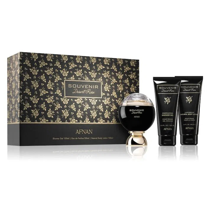 Perfume Afnan Souvenir Desert Rose EDP (W) / 3 Pc SP 100 ml; SG 100 ml; BL 100 ml - 1 - Privé Perfumes Honduras