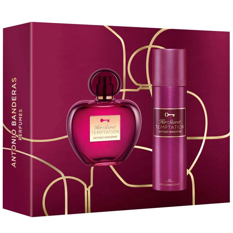  Antonio Banderas Her Secret Temptation EDT (W) / 2 Pc SP 80 ml; DEO 150 ml - 8411061091739- 1 - Prive Perfumes Honduras