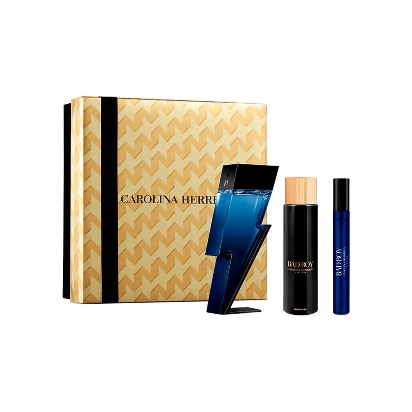 Estuche Carolina Herrera Bad Boy Cobalt EDP (M) / 3 Pc SP 100 ml; SG 100 ml; SP 10 ml - 1 - Privé Perfumes Honduras