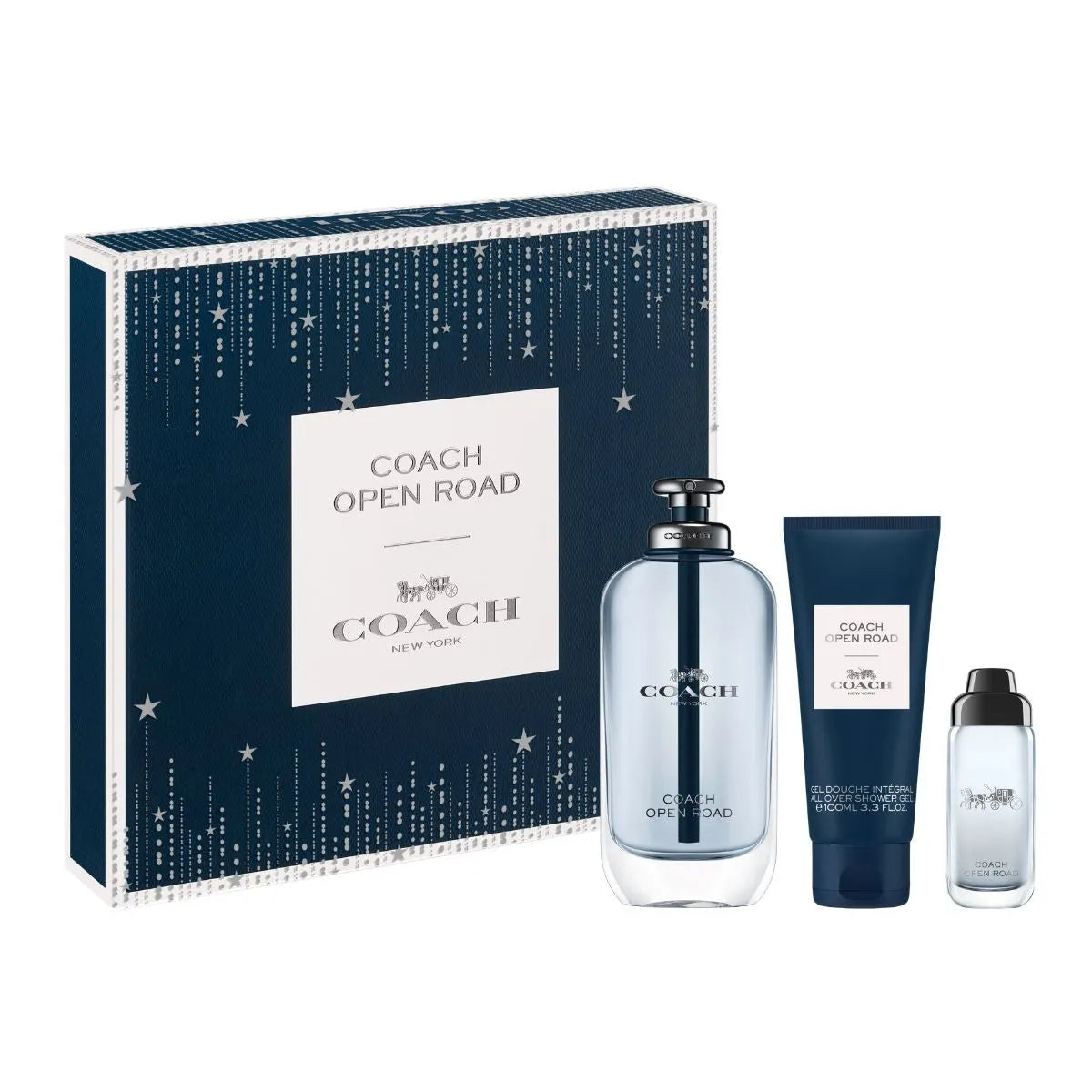 Estuche Coach Open Road EDT (M) / 3 Pc: SP 100 ml; Mini 15 ml; SG 100 ml - 1 - Privé Perfumes Honduras