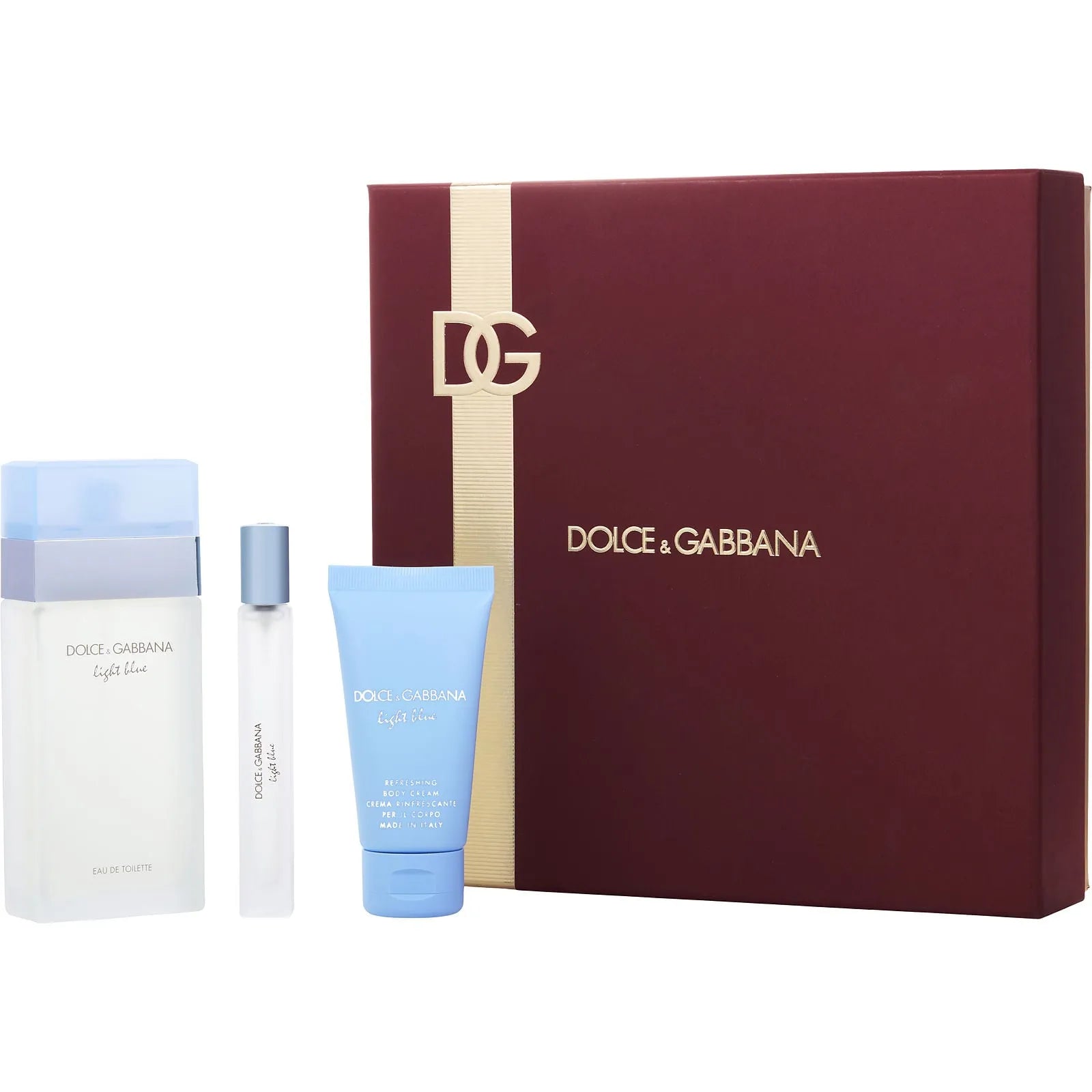 Estuche Dolce&Gabbana Light Blue EDT (W) / 3 Pc SP 100 ml; BC 50 ml; TS 10 ml - 1 - Privé Perfumes Honduras