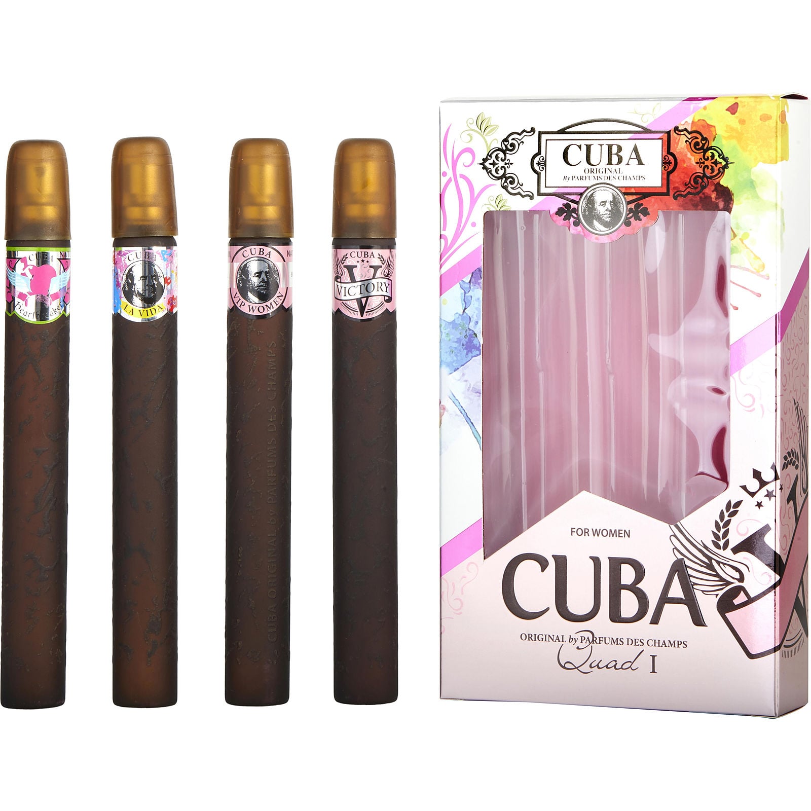 FragranceNet main | FN SKU 366141 | UPC 5425039221090 | Cuba Quad 1 EDP (W) / 4 Pc SP 35 ml x 4