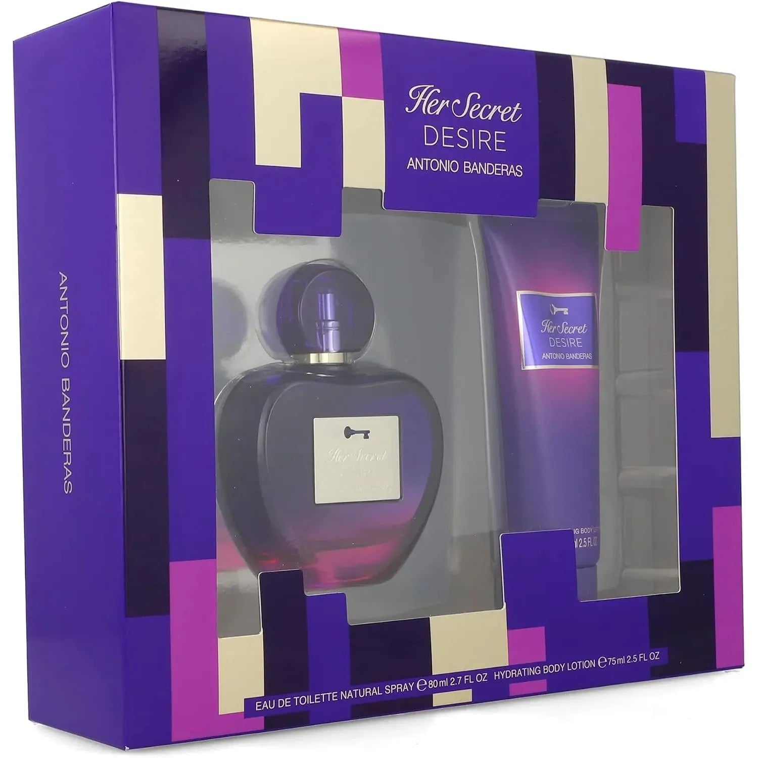 Estuche Antonio Banderas Her Secret Desire EDT (W) / 2 Pc SP 80 ml; BL 75 ml - 1 - Privé Perfumes Honduras