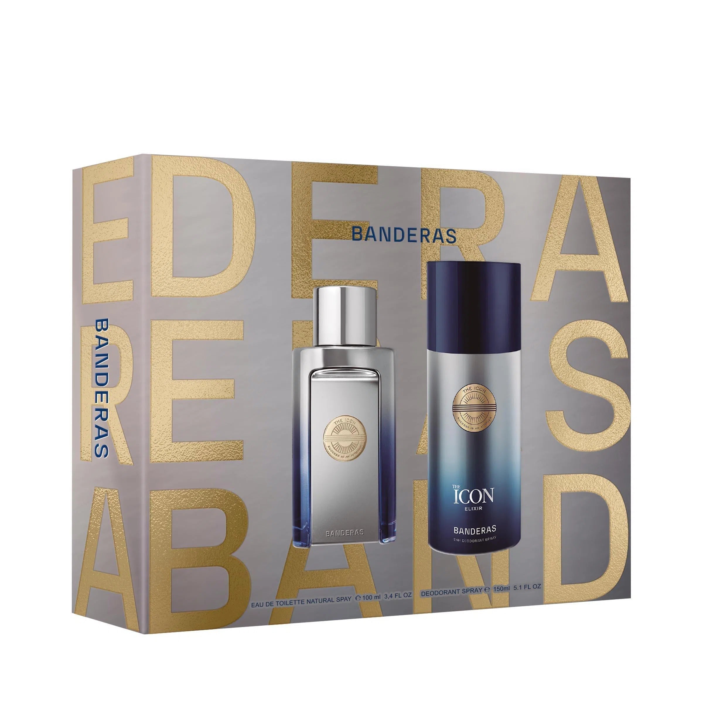 Estuche Antonio Banderas The Icon Elixir EDP (M) / 2 PC SP 100 ml; DEO 150 ml - 1 - Privé Perfumes Honduras