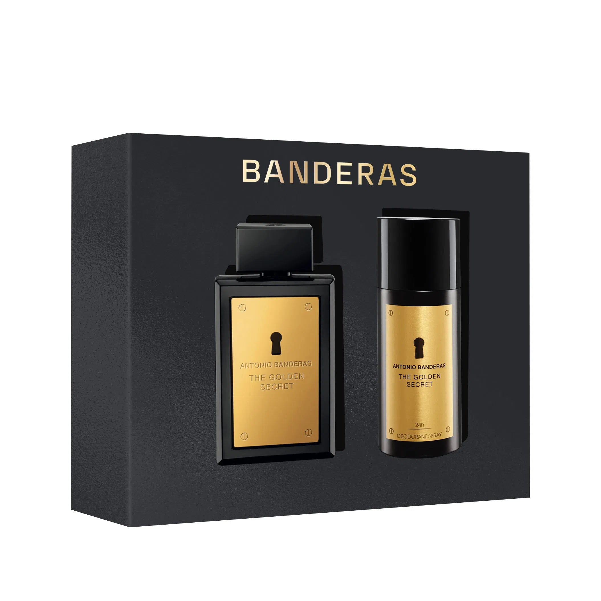 Estuche Antonio Banderas The Secret Golden EDT (M) / 2 Pc SP 100 ml; DEO 150 ml - 1 - Privé Perfumes Honduras