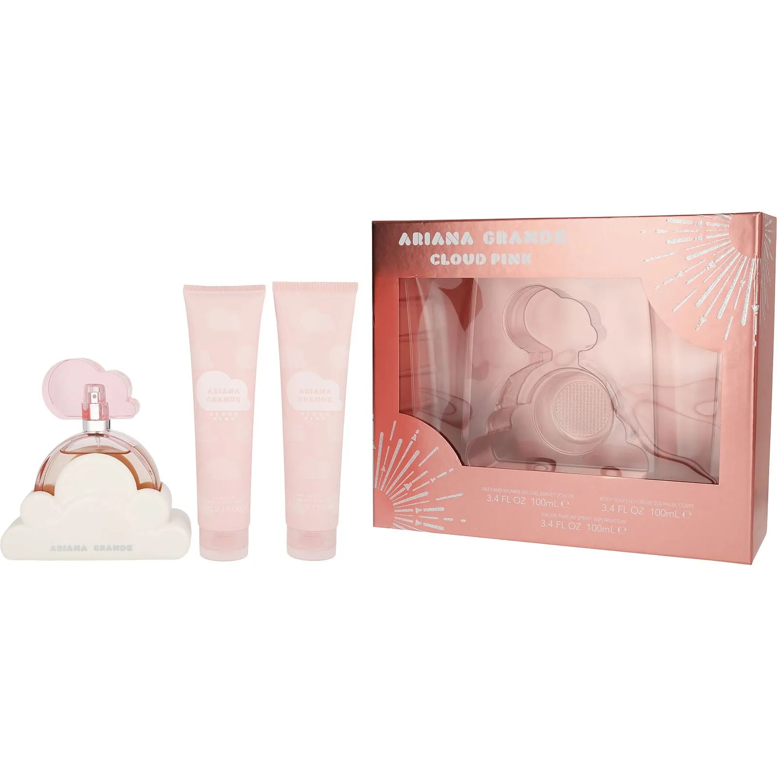 Estuche Ariana Grande Cloud Pink EDP (W) / 3 Pc SP 100 ml; SG 100 ml; Body Soufflé 100 ml - 1 - Privé Perfumes Honduras