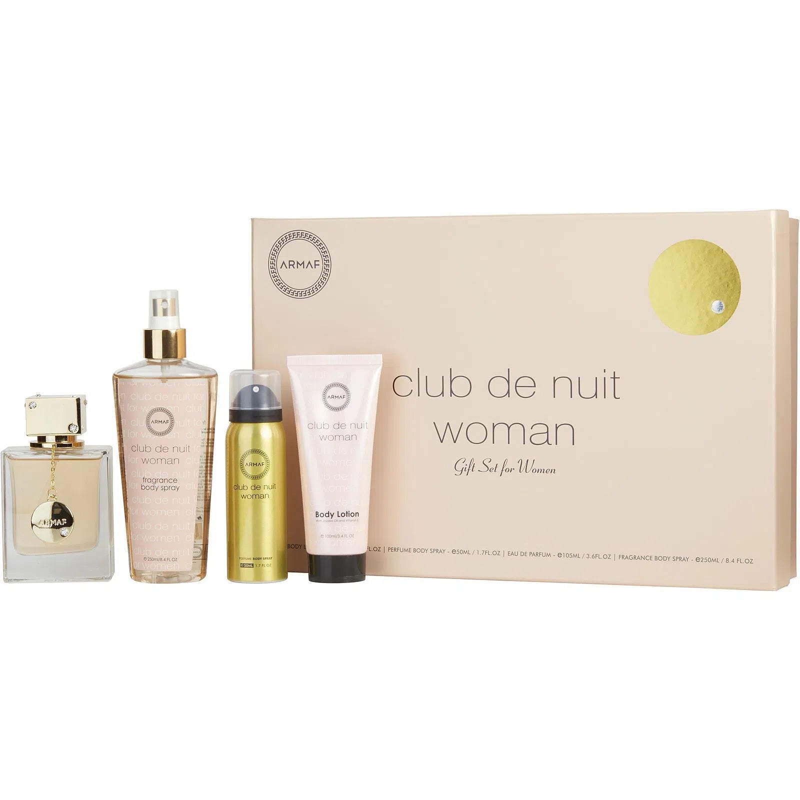 Estuche Armaf Club de Nuit EDP (W) / 4 Pc SP 105 ml: BL 100 ml; DEO 50 ml; BS 250 ml - 1 - Privé Perfumes Honduras