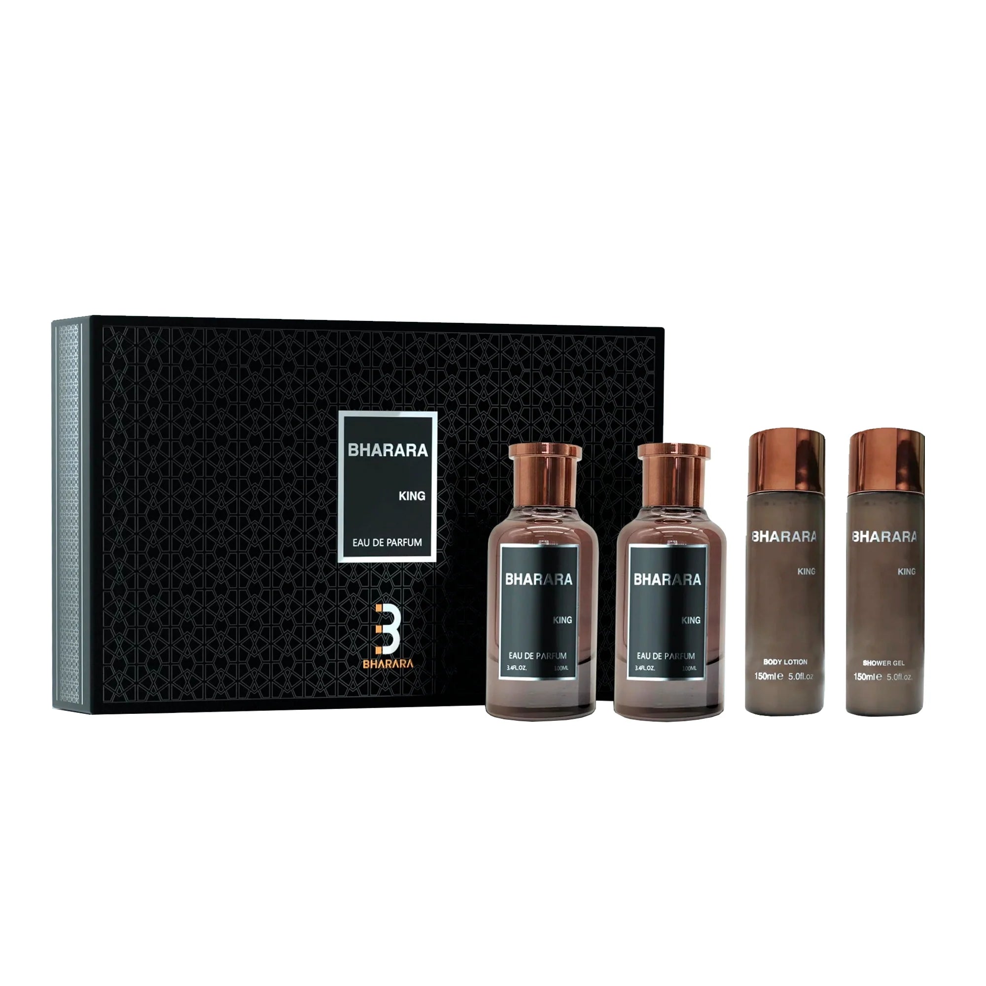 Estuche Bharara King EDP (M) / 4 Pc SP 100 ml; BL 150 ml; AS 100 ml; SG 150 ml - 850050062189- 1 - Prive Perfumes Honduras