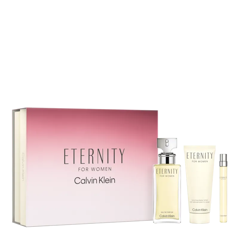 Estuche Calvin Klein Eternity EDP (W) / 3 Pc SP 100 ml; BL 200 ml; SP 10 ml - 1 - Privé Perfumes Honduras