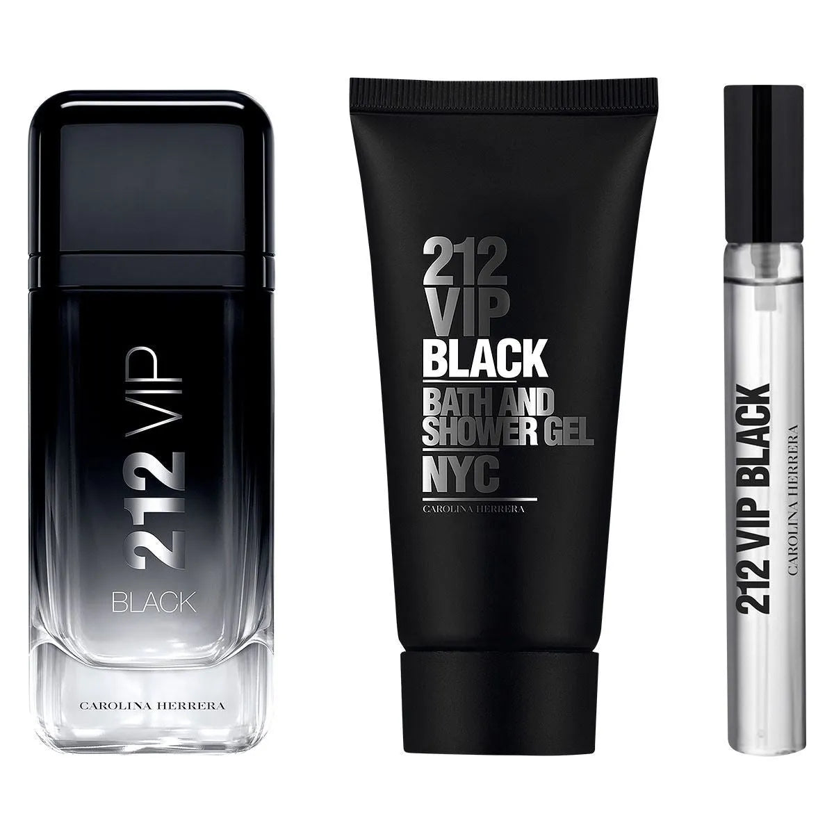 Estuche Carolina Herrera 212 VIP Black EDP (M) / 3 Pc SP 100 ml; SG 100 ml; SP 10 ml - 3 - Privé Perfumes Honduras