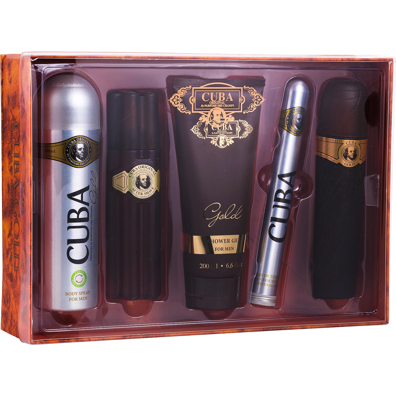 Estuche Cuba Gold Eau de Toilette (M) / 5 Pc SP 100 ml; SP 35 ml; ASB 100 ml; SG 200 ml; BS 200 ml - 1 - Privé Perfumes Honduras