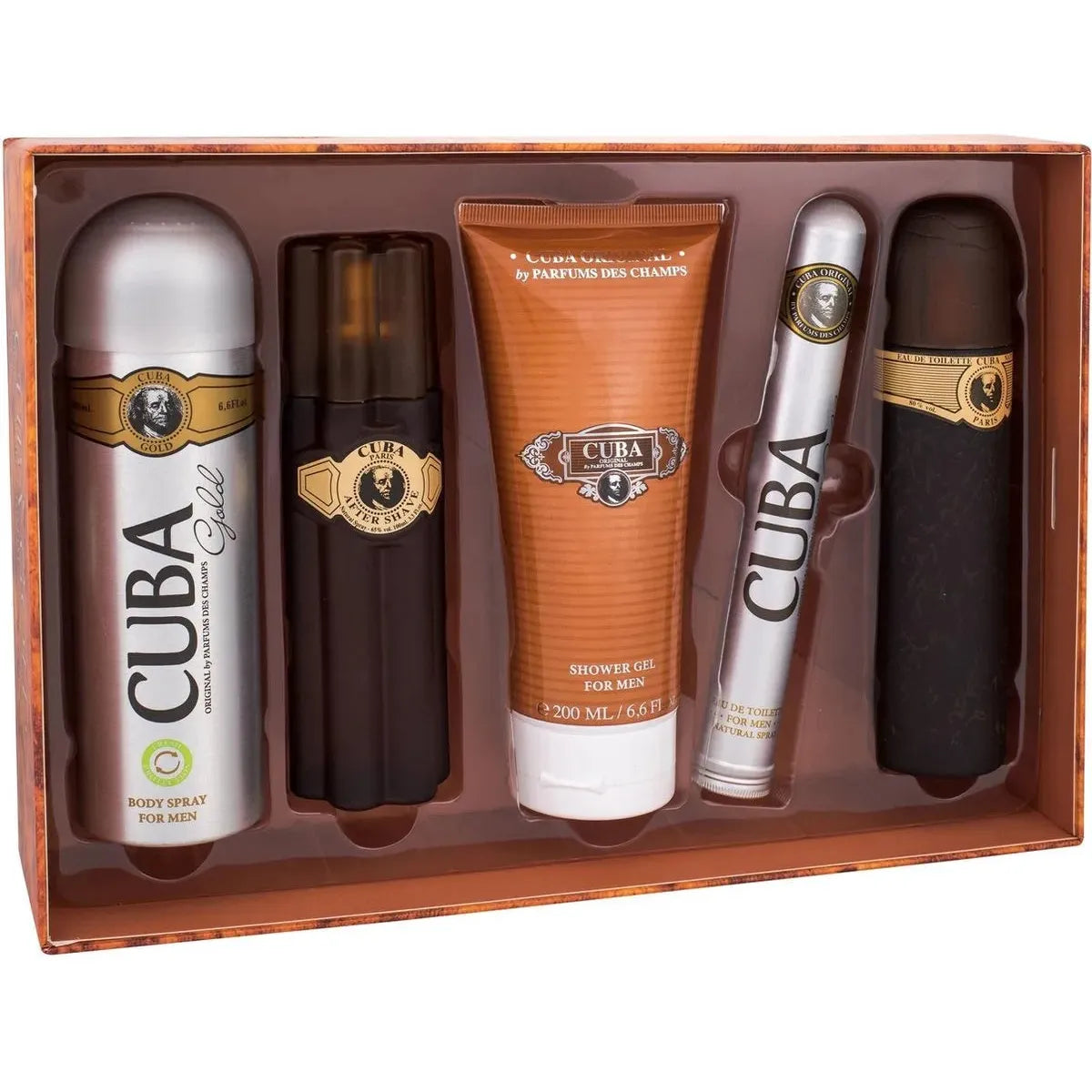 Estuche Cuba Gold Eau de Toilette (M) / 5 Pc SP 100 ml; SP 35 ml; ASB 100 ml; SG 200 ml; BS 200 ml - 1 - Privé Perfumes Honduras