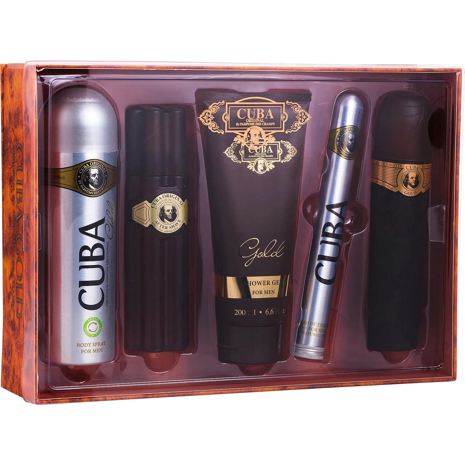 Estuche Cuba Gold Eau de Toilette (M) / 5 Pc SP 100 ml; SP 35 ml; ASB 100 ml; SG 200 ml; BS 200 ml - 1 - Privé Perfumes Honduras