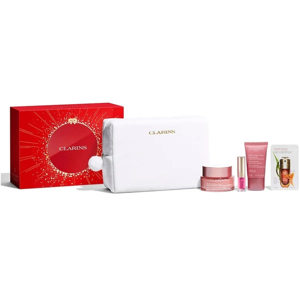 Estuche Cuidado Facial Clarins Double Serum & Multi-Active (Coffret Navideño 2025) / DS 50 ml; MA Día 15 ml; MA Noche 15 ml; SOS Primer 5 ml - 1 - Privé Perfumes Honduras