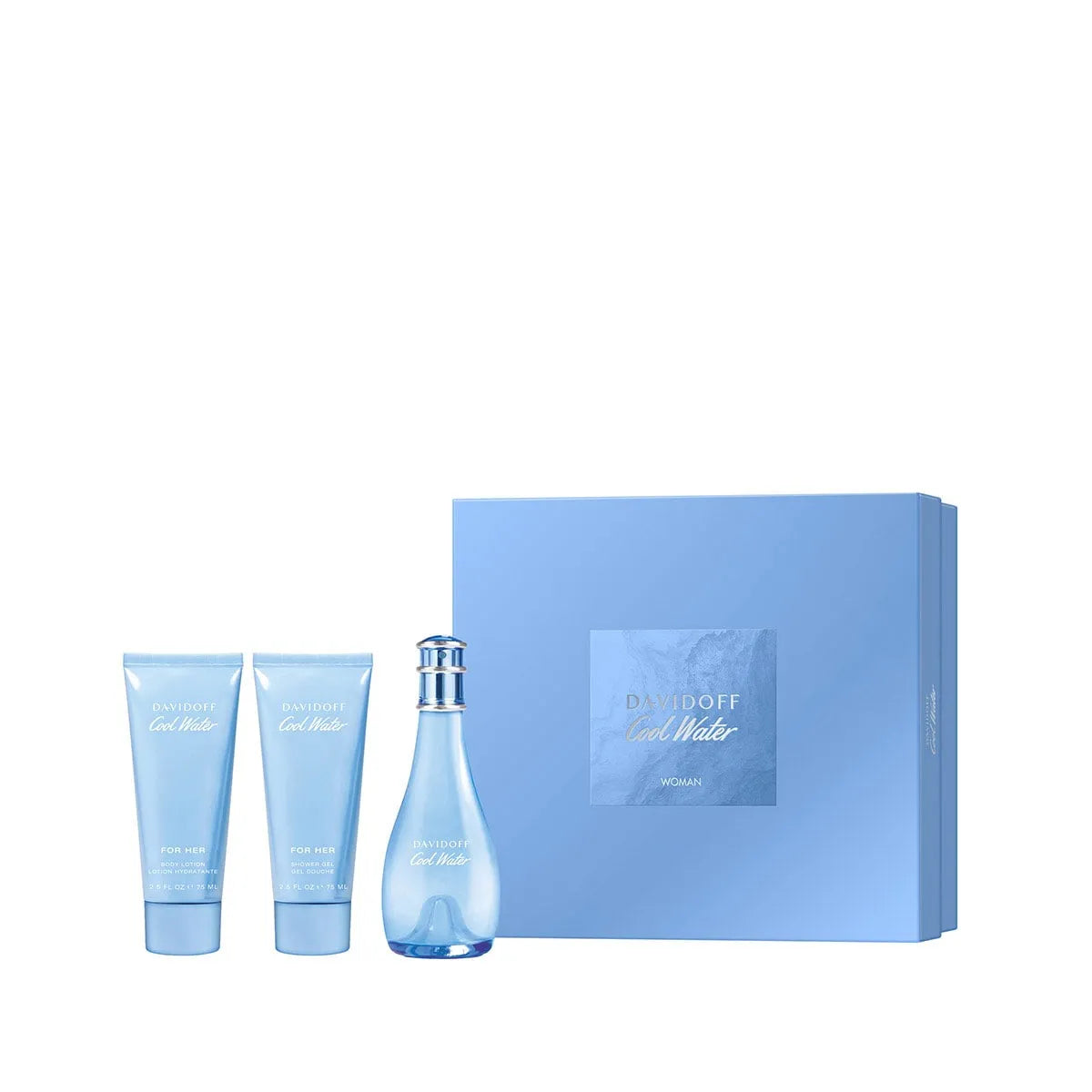 Estuche Davidoff Cool Water Woman EDT (W) / 3 Pc SP 100 ml; BL 75 ml; SG 75 ml - 2 - Privé Perfumes Honduras