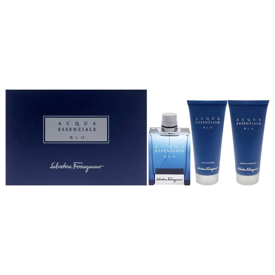 Estuche Ferragamo Acqua Essenziale Blu EDP (M) / 3 Pc 100 ml; SG 100 ml ; AS 100 ml - 1 - Privé Perfumes Honduras