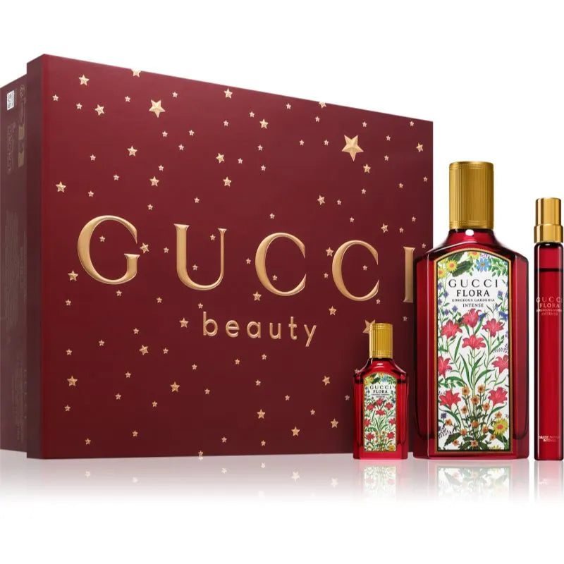 Estuche Gucci Flora Gorgeous Gardenia Intense Parfum (W) / 3 Pc SP 100 ml; PS 10 ml; Mini SP 5 ml - 1 - Privé Perfumes Honduras