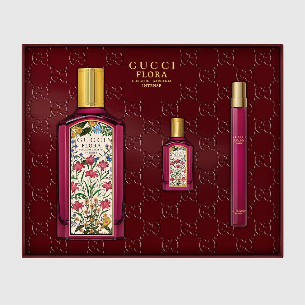 Estuche Gucci Flora Gorgeous Gardenia Intense Parfum (W) / 3 Pc SP 100 ml; PS 10 ml; Mini SP 5 ml - 2 - Privé Perfumes Honduras
