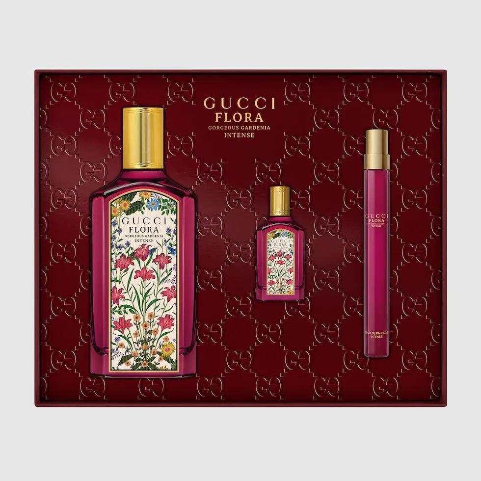 Estuche Gucci Flora Gorgeous Gardenia Intense Parfum (W) / 3 Pc SP 100 ml; PS 10 ml; Mini SP 5 ml - 2 - Privé Perfumes Honduras