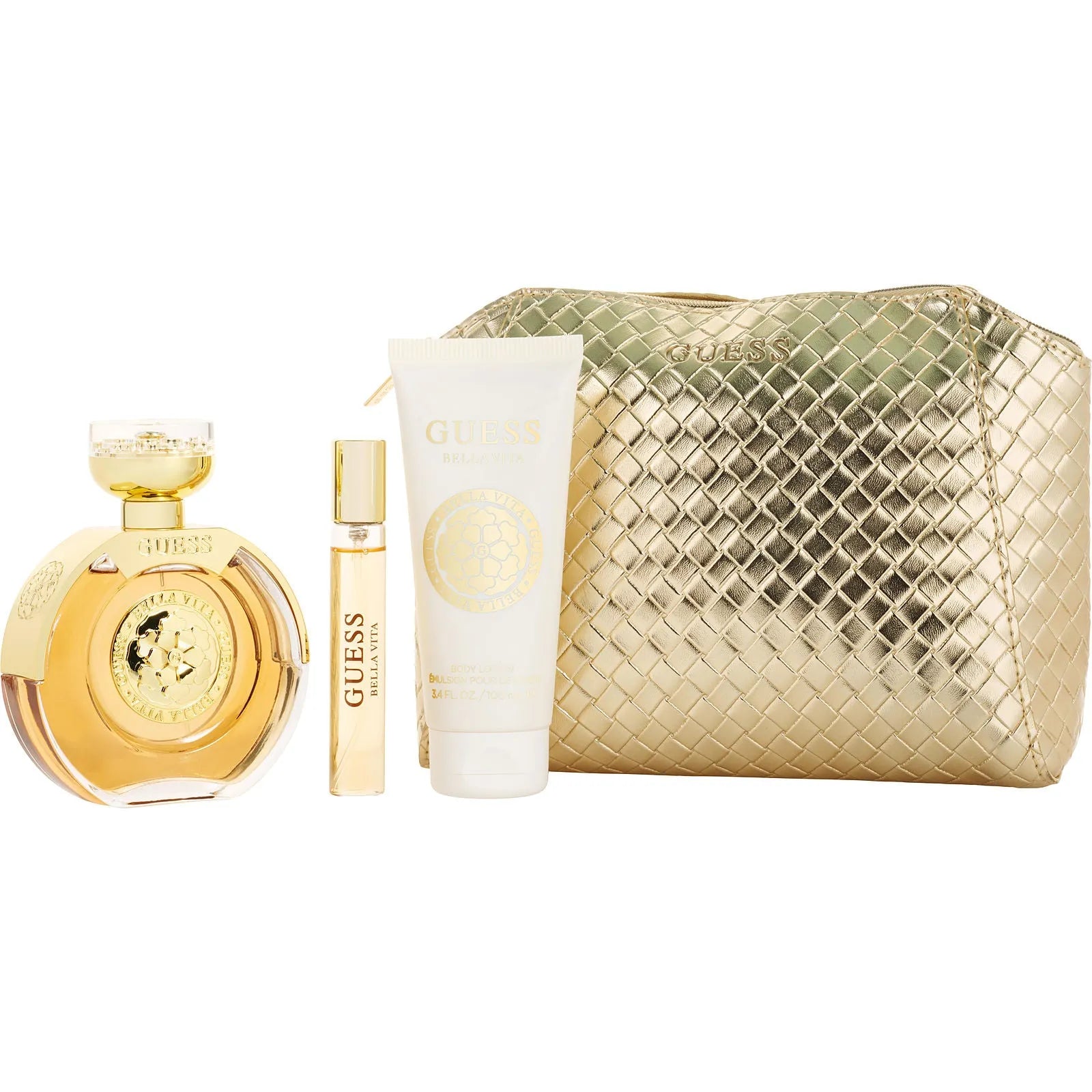 Estuche Guess Bella Vita EDP (W) / 4 Pc SP 100 ml; Mini SP 15 ml; BL 100 ml; Pouch - 1 - Privé Perfumes Honduras