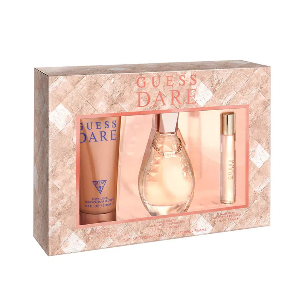 Estuche Guess Dare EDT (W) / 3 Pc SP 100 ml; BL 200ml; SP 15 ml - 085715329264- 1 - Prive Perfumes Honduras