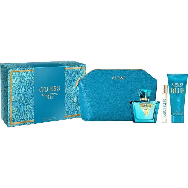 Estuche Guess Seductive Blue EDT (W) / 4 Pc SP 75 ml; BL 200 ml; TS 10 ml; Pouch - 085715329721- 1 - Prive Perfumes Honduras