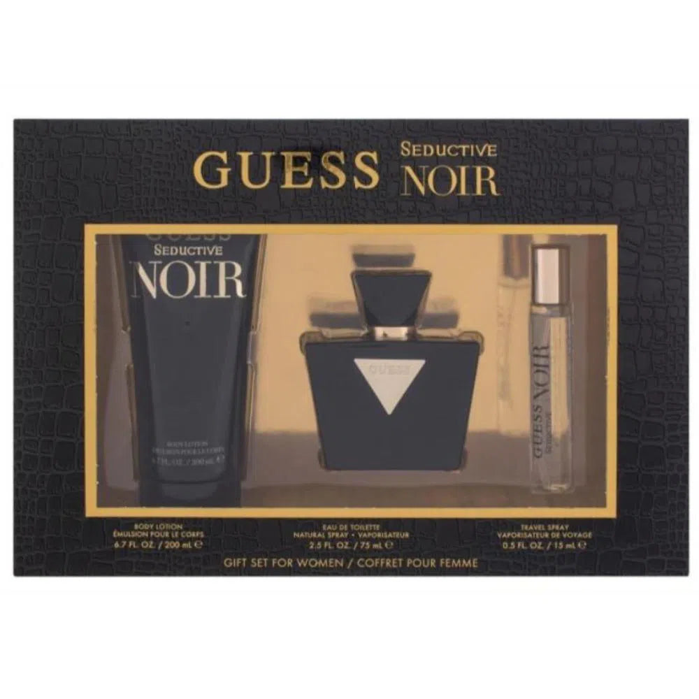 Estuche Guess Seductive Noir Women EDT (W) / 3 Pc SP 75 ml; BL 200ml; SP 15 ml - 1 - Privé Perfumes Honduras
