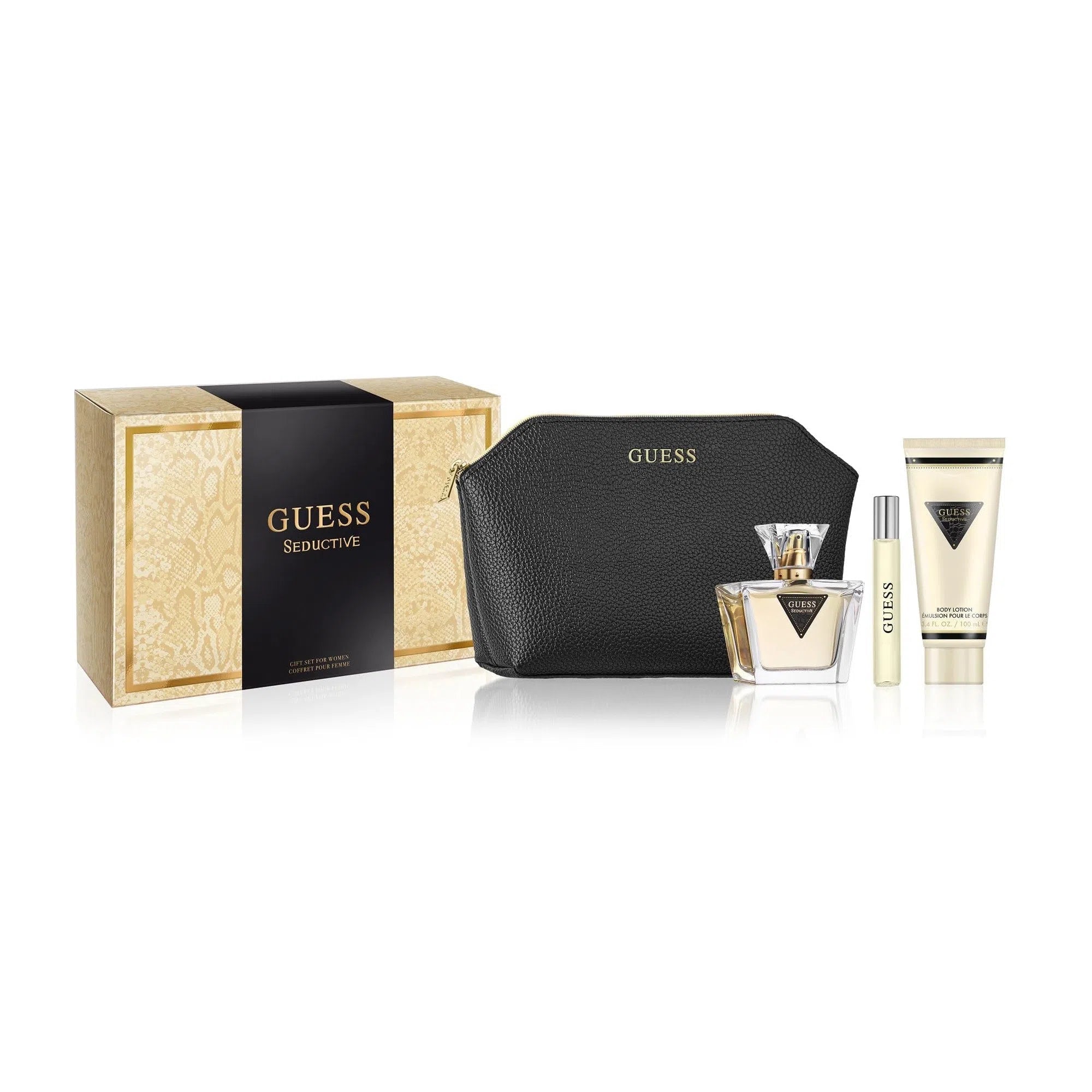 Estuche Guess Seductive Women EDT (W) / 4 Pc SP 75 ml; TS 15 ml; BL 100 ml; Pouch - 085715329646- 1 - Prive Perfumes Honduras