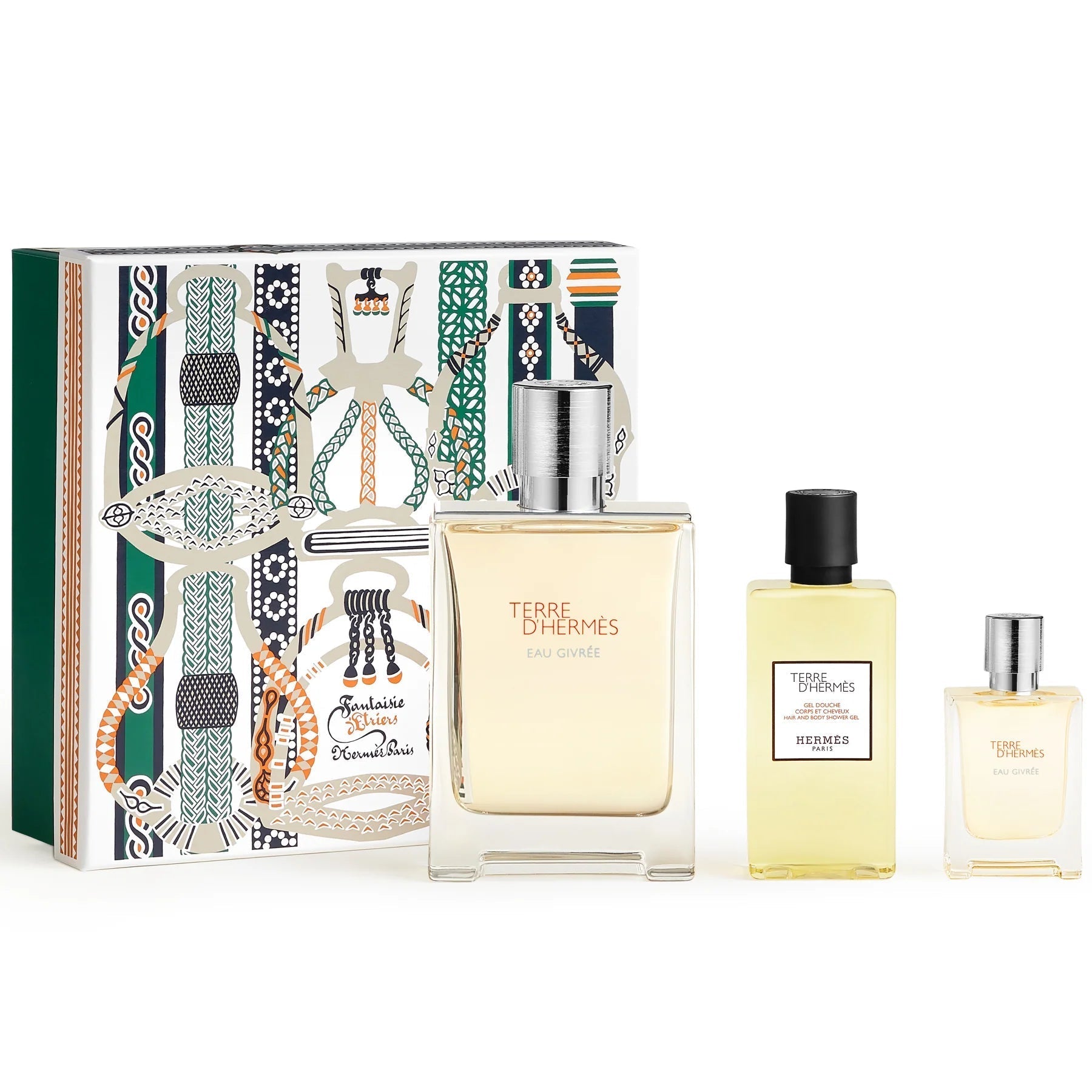 Estuche Hermès Terre d'Hermes Eau Givree EDP (M) / 3 Pc SP 100 ml; Mini 12.5 ml; Gel 80 ml - 3346130423157- 1 - Prive Perfumes Honduras