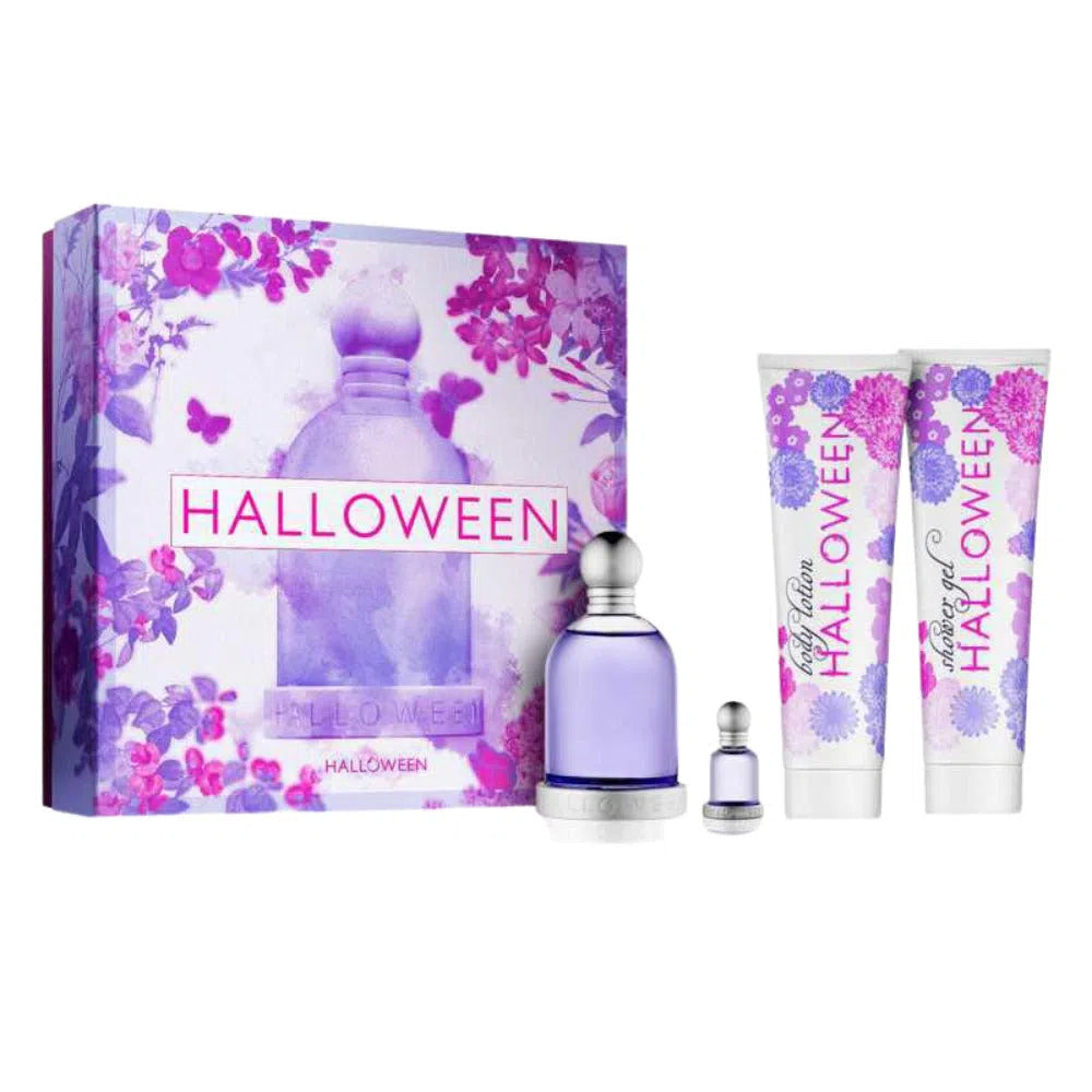 Estuche J del Pozo Halloween EDT (W) / 4 Pc SP 100 ml; BL 150 ml; SG 150 ml; SP 4.5 ml - 8431754008288- 1 - Prive Perfumes Honduras