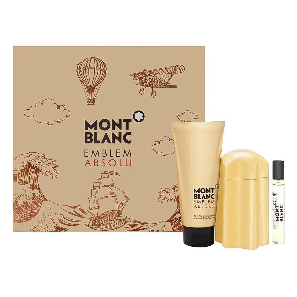 Estuche Montblanc Emblem Absolu EDT (M) / 3 Pc SP 100 ml; SG 100 ml; SP 7.5 ml - 1 - Privé Perfumes Honduras