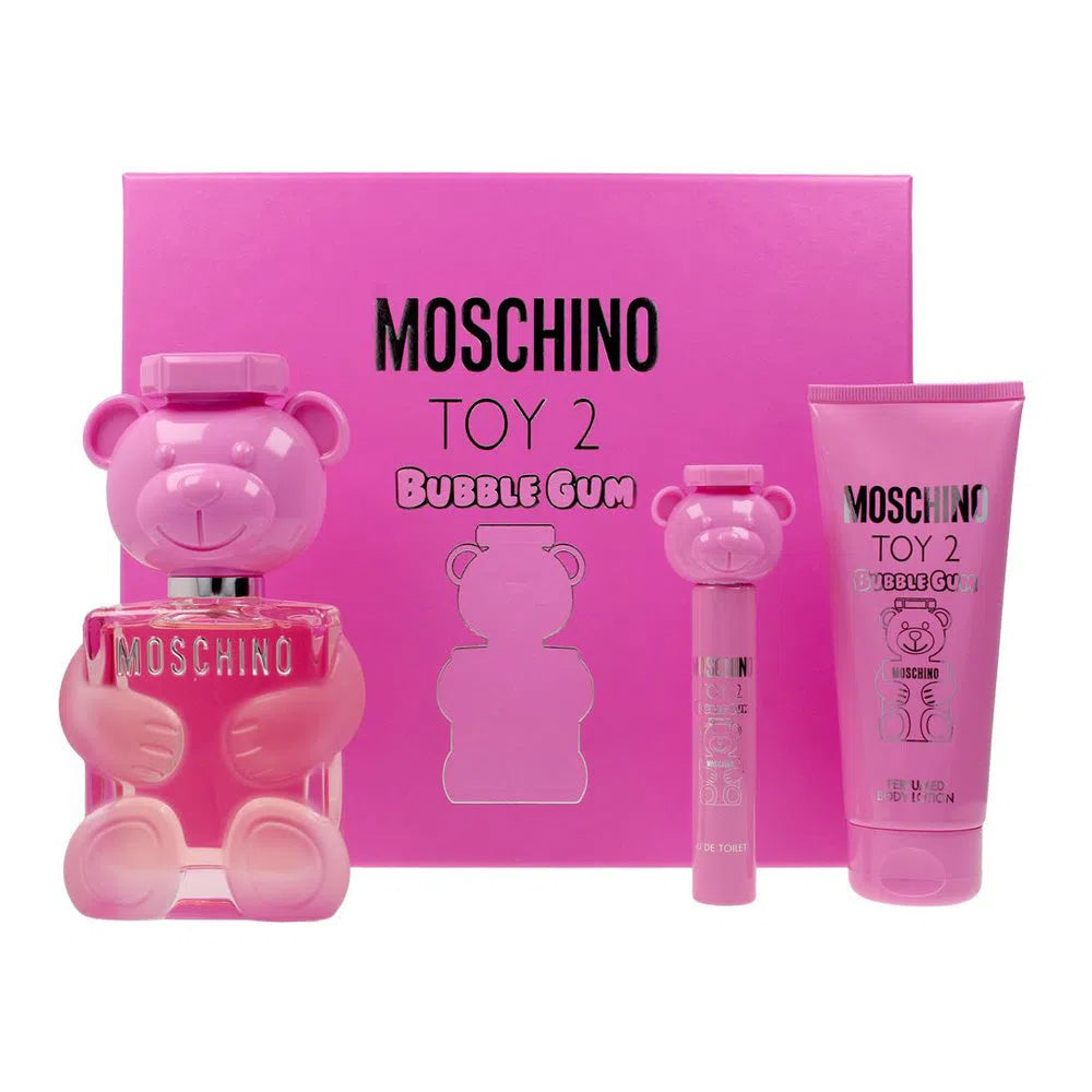Estuche Moschino Toy 2 Bubble Gum EDT (W) / 3Pc SP 100 ml; BL 100 ml; SP 10 ml - 1 - Privé Perfumes Honduras